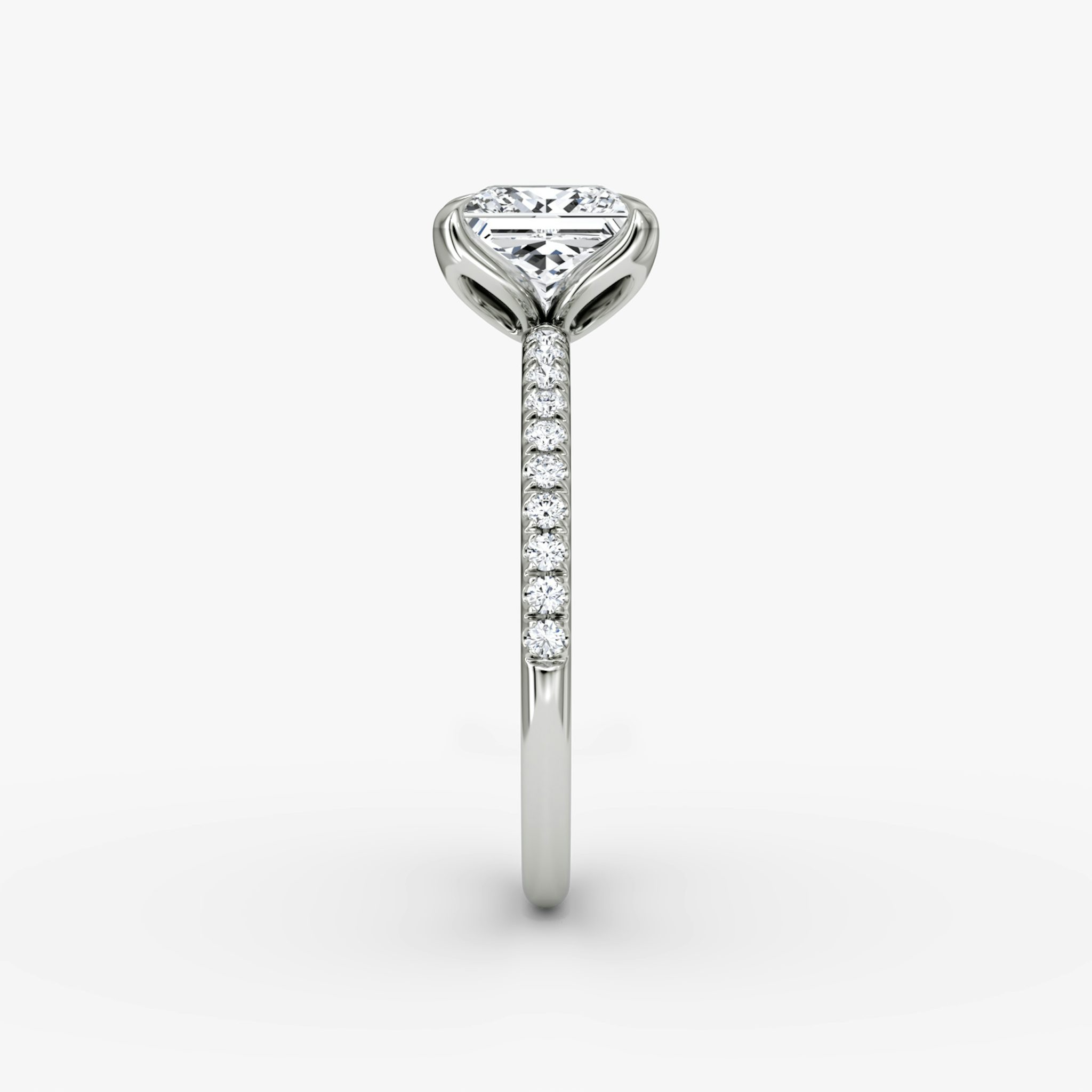The Classic Petal | Princess | Platinum | bandAccent: Pavé | diamondOrientation: vertical | caratWeight: other