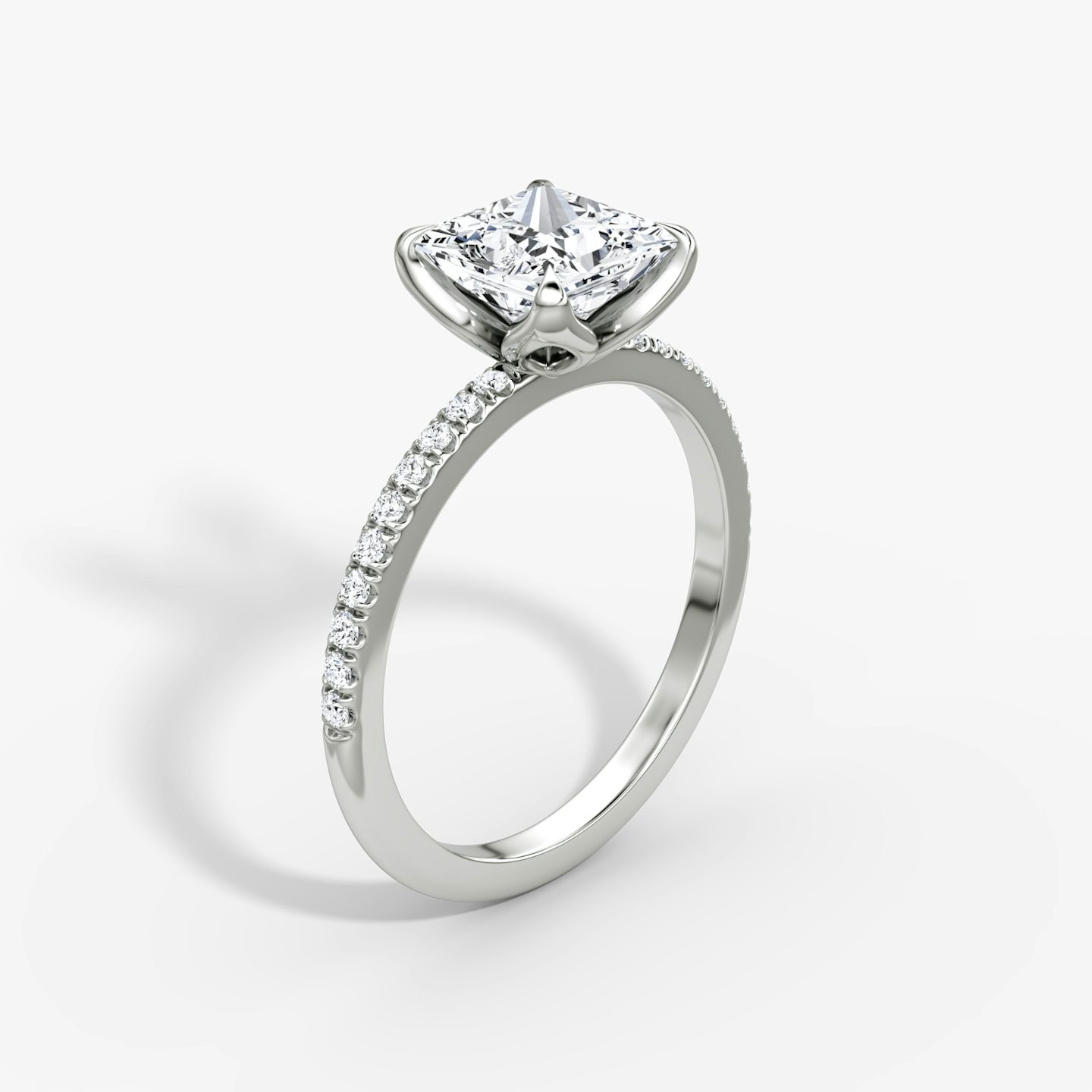The Classic Petal | Princess | 18k | White Gold | bandAccent: Pavé | diamondOrientation: vertical | caratWeight: other