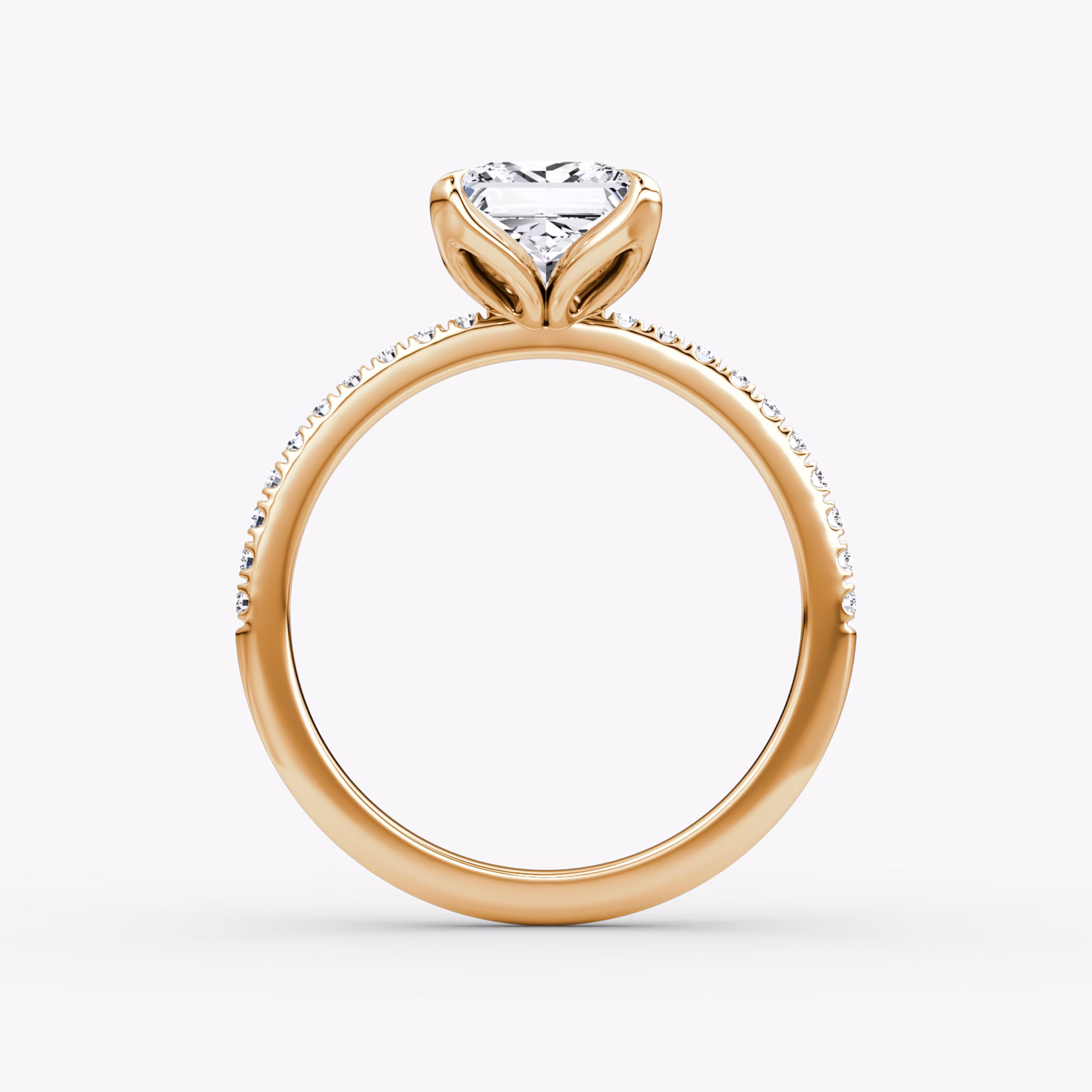 The Classic Petal | Princess | 14k | Rose Gold | bandAccent: Pavé | diamondOrientation: vertical | caratWeight: other