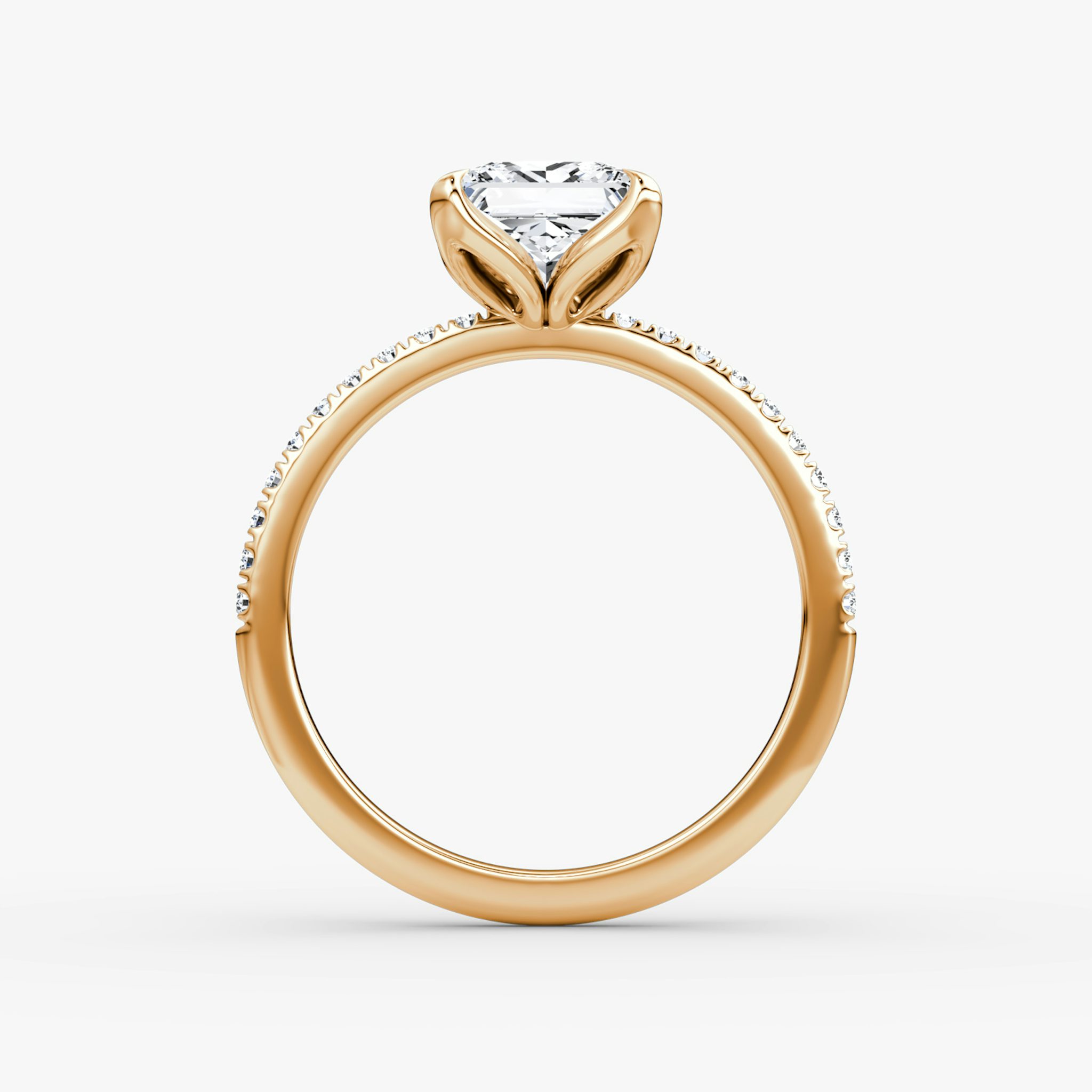 The Classic Petal | Princess | 14k | Rose Gold | bandAccent: Pavé | diamondOrientation: vertical | caratWeight: other