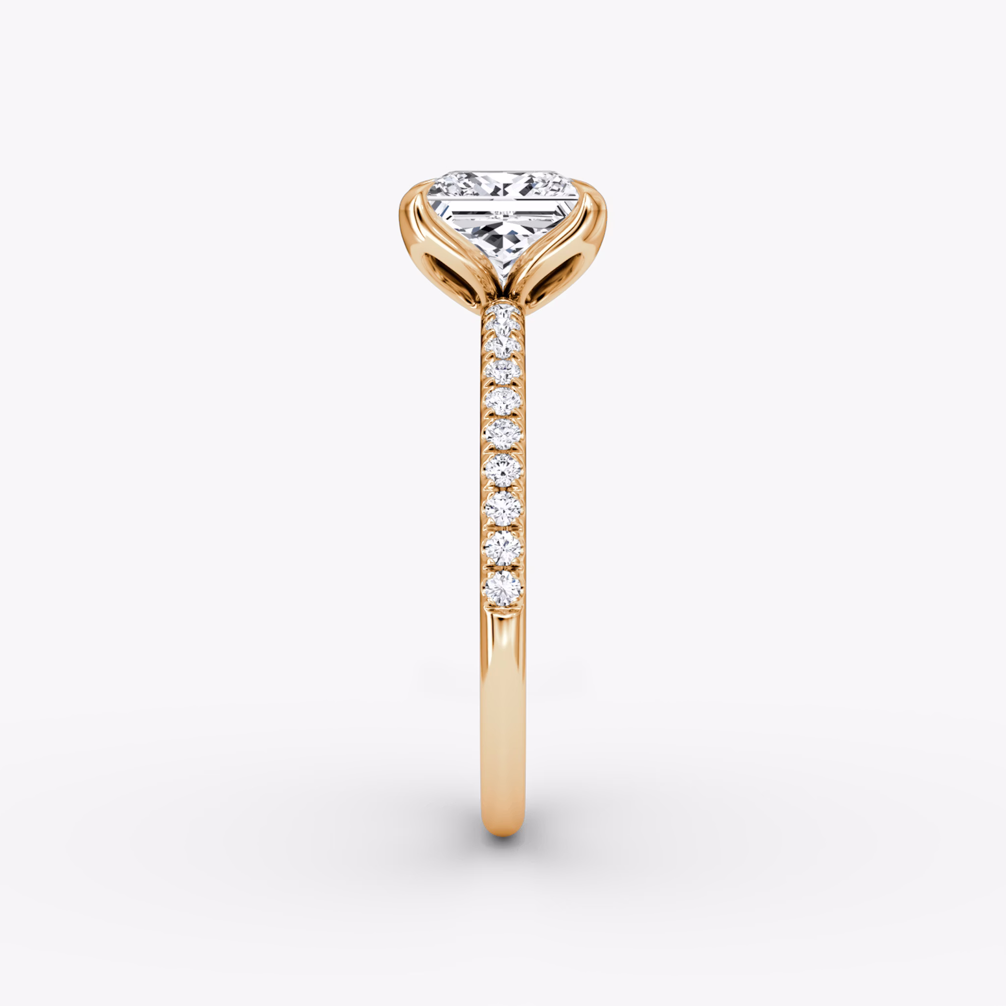 The Classic Petal | Princess | 14k | Rose Gold | bandAccent: Pavé | diamondOrientation: vertical | caratWeight: other