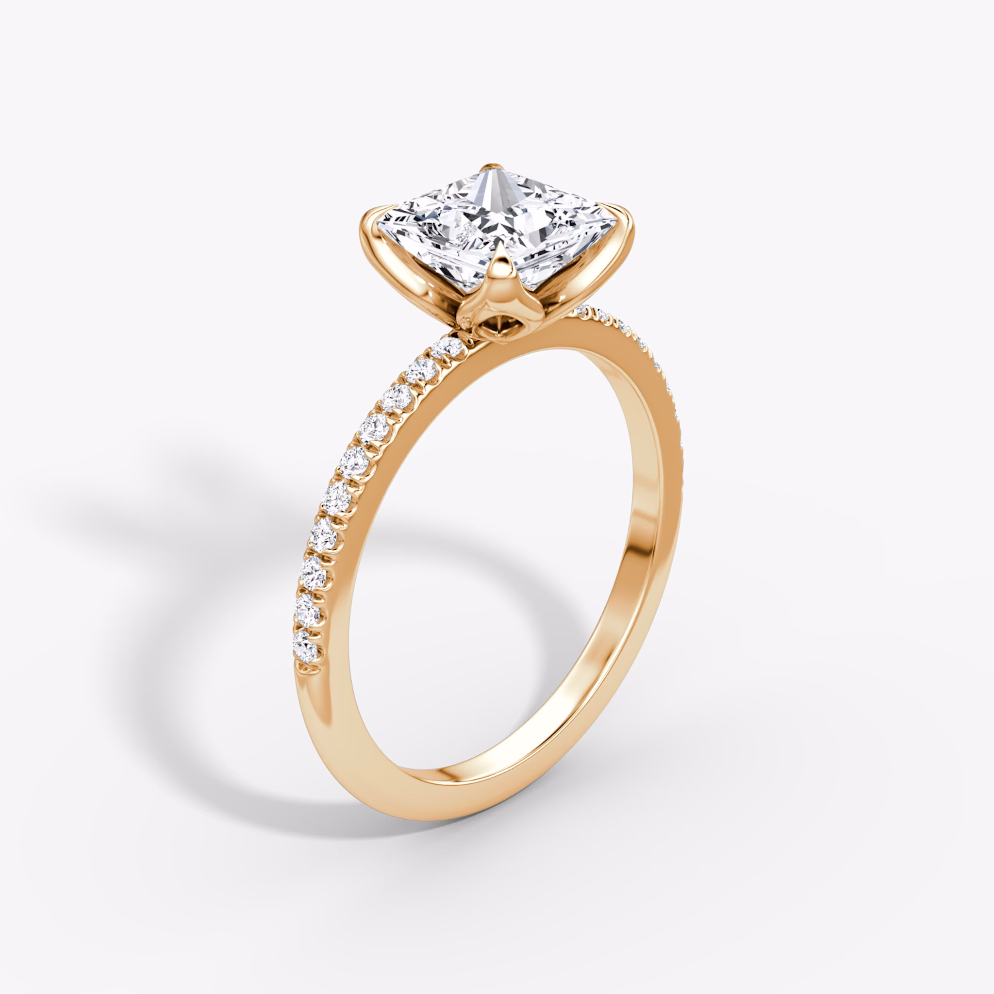 The Classic Petal | Princess | 14k | Rose Gold | bandAccent: Pavé | diamondOrientation: vertical | caratWeight: other