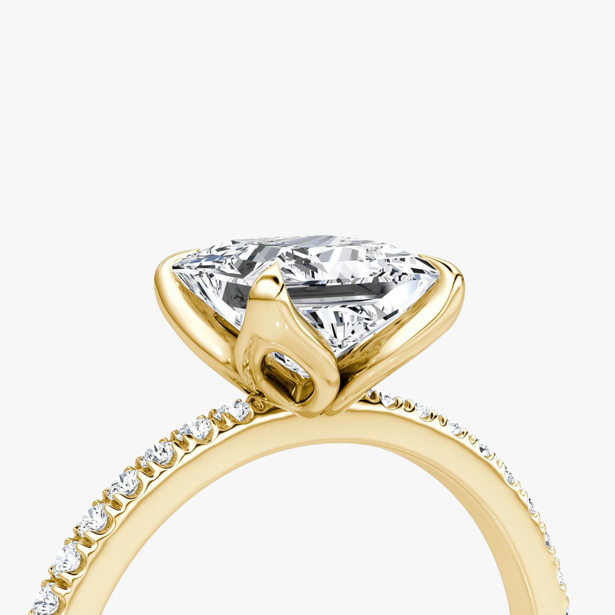 The Classic Petal | Princess | 18k | Yellow Gold | bandAccent: Pavé | diamondOrientation: vertical | caratWeight: other