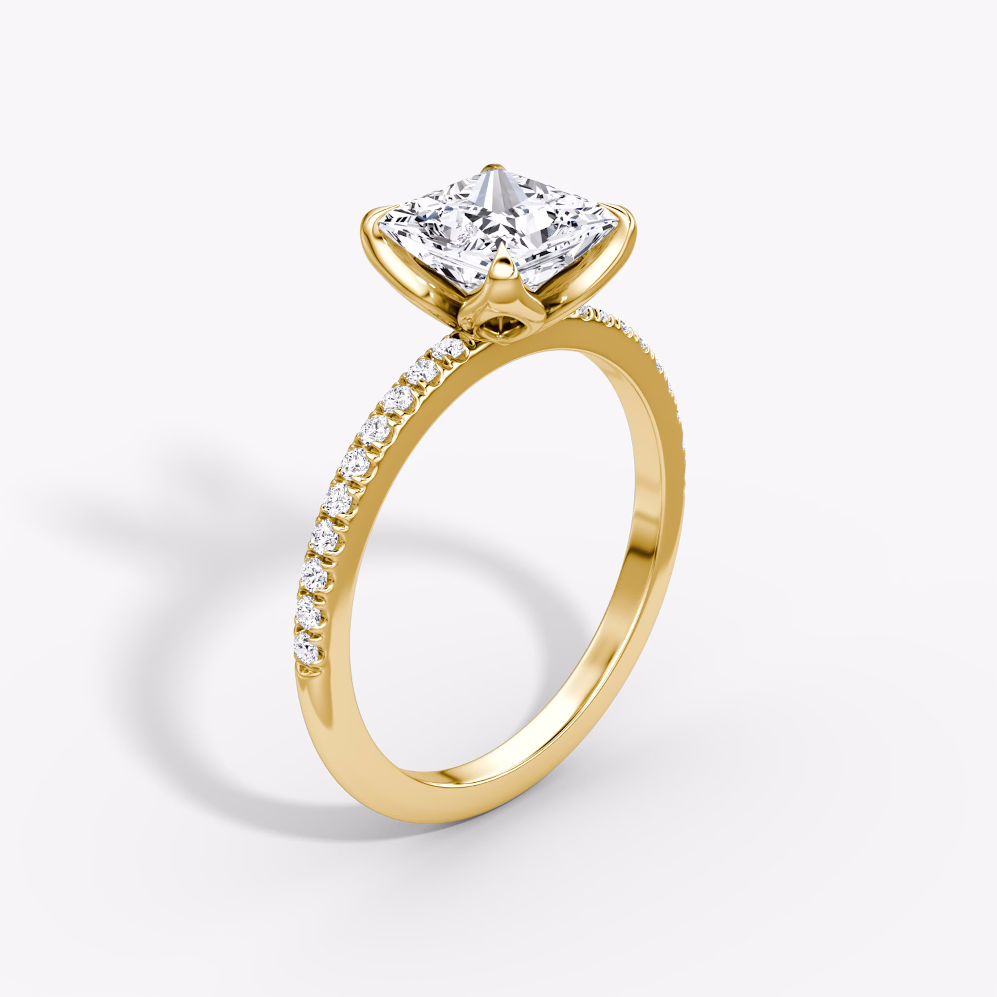 The Classic Petal | Princess | 18k | Yellow Gold | bandAccent: Pavé | diamondOrientation: vertical | caratWeight: other