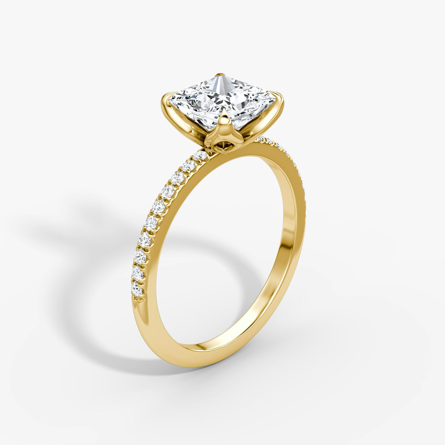 The Classic Petal | Princess | 18k | Yellow Gold | bandAccent: Pavé | diamondOrientation: vertical | caratWeight: other