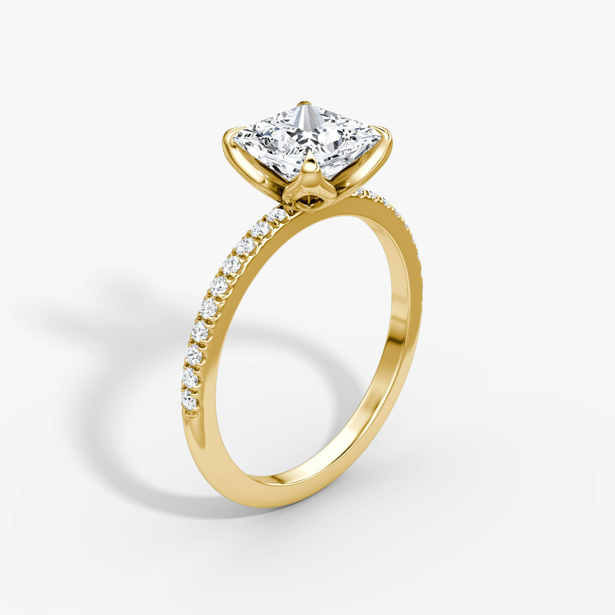 The Classic Petal | Princess | 18k | Yellow Gold | bandAccent: Pavé | diamondOrientation: vertical | caratWeight: other