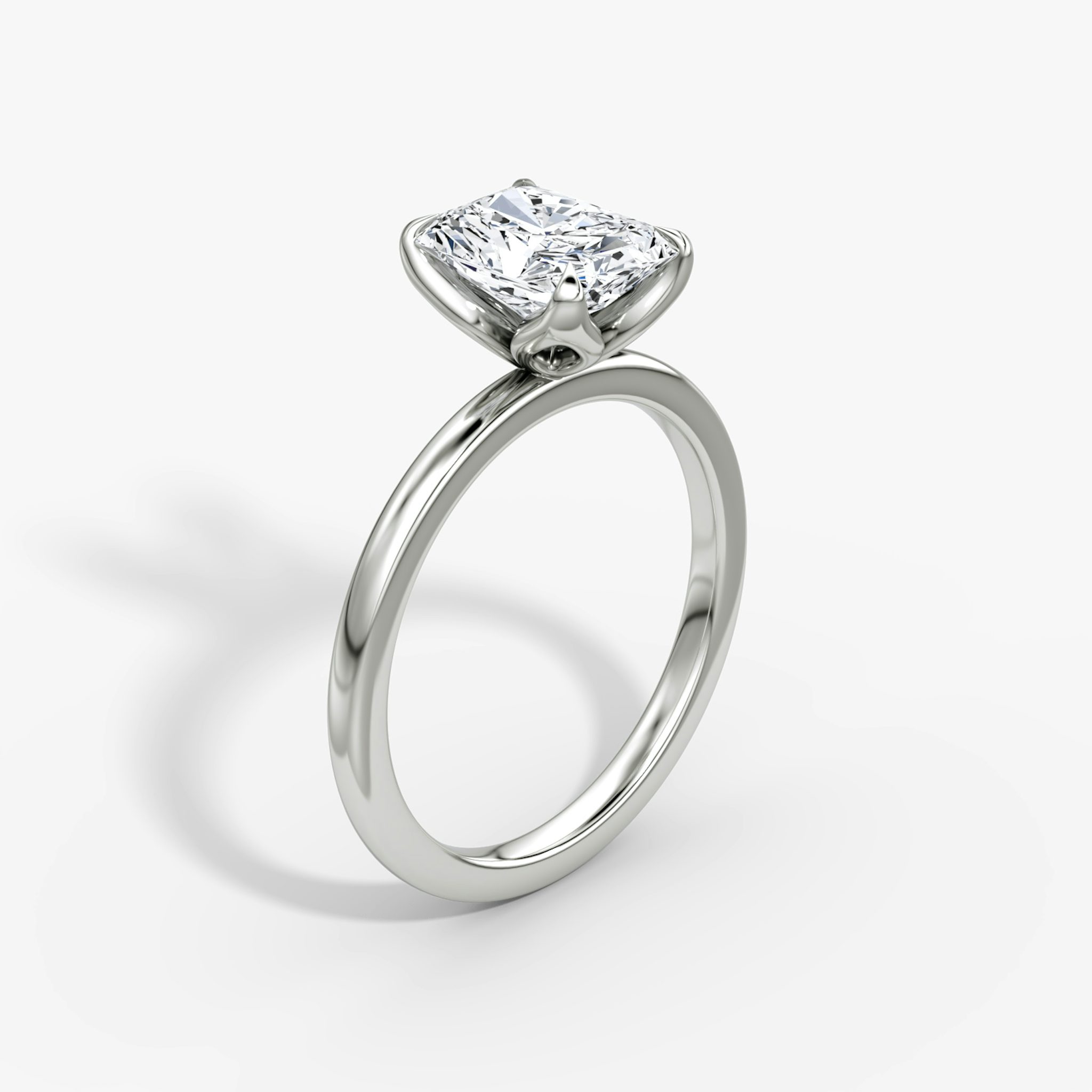 The Classic Petal | Radiant | Platinum | bandAccent: Plain | diamondOrientation: vertical | caratWeight: other