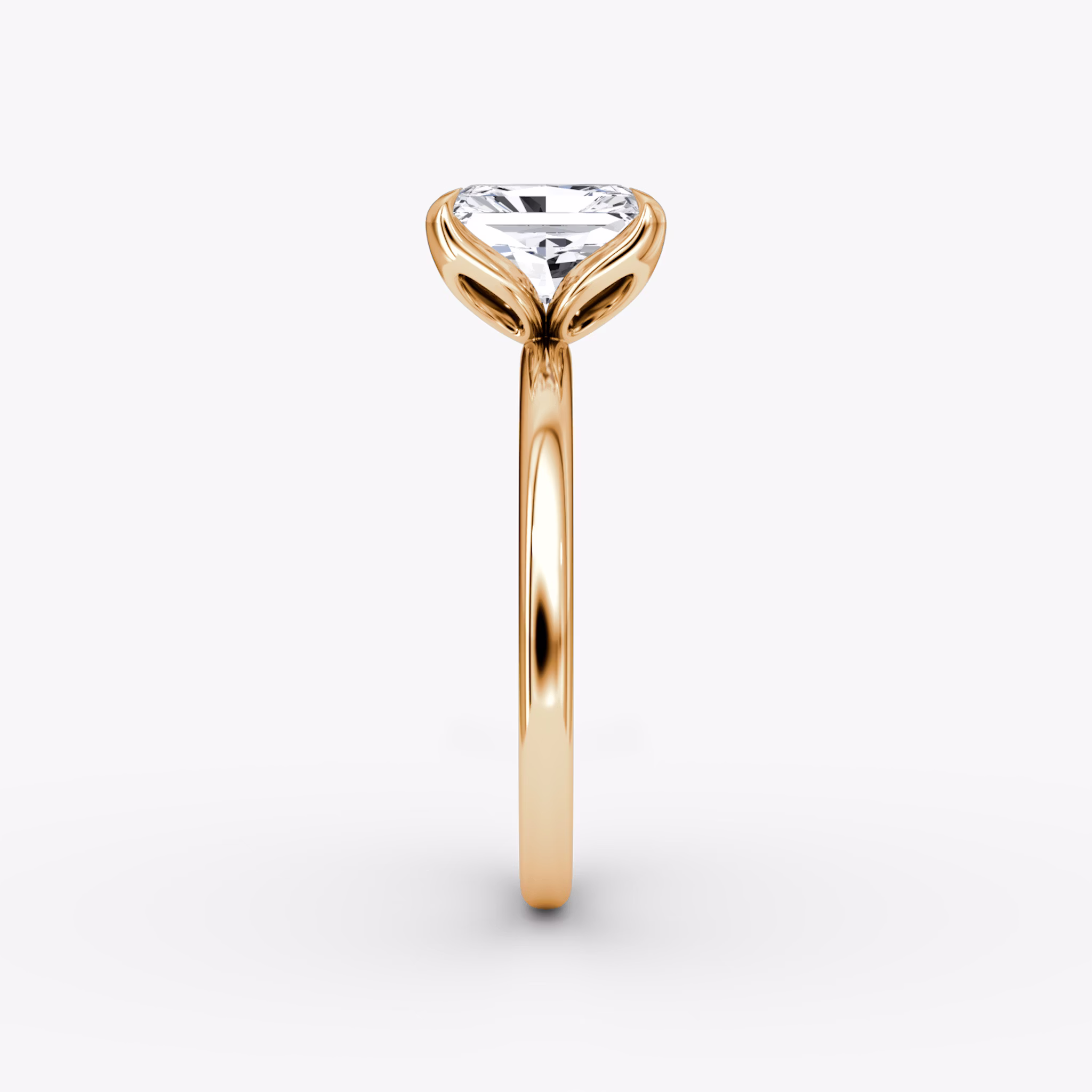 The Classic Petal | Radiant | 14k | Rose Gold | bandAccent: Plain | diamondOrientation: vertical | caratWeight: other