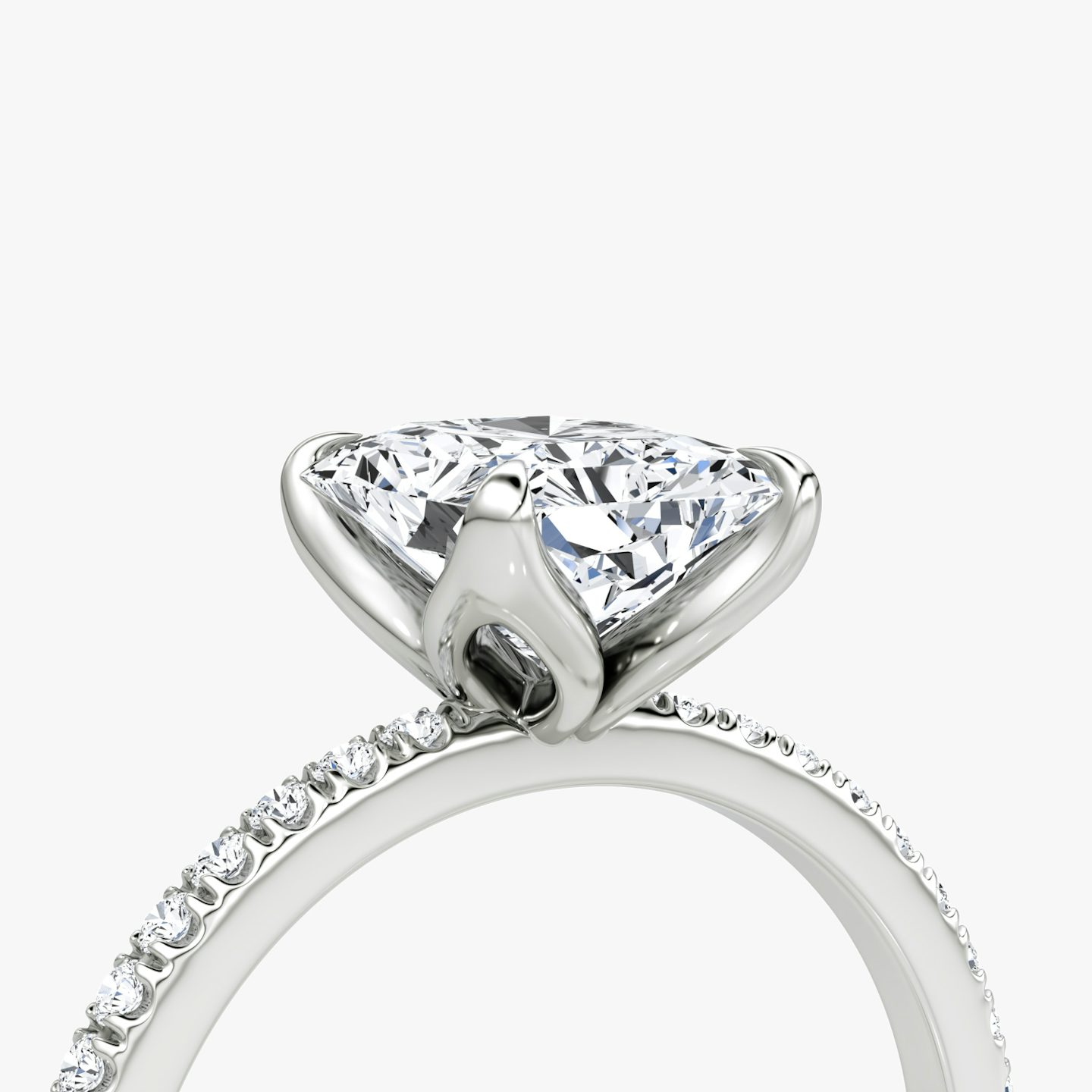 The Classic Petal | Radiant | 18k | White Gold | bandAccent: Pavé | diamondOrientation: vertical | caratWeight: other