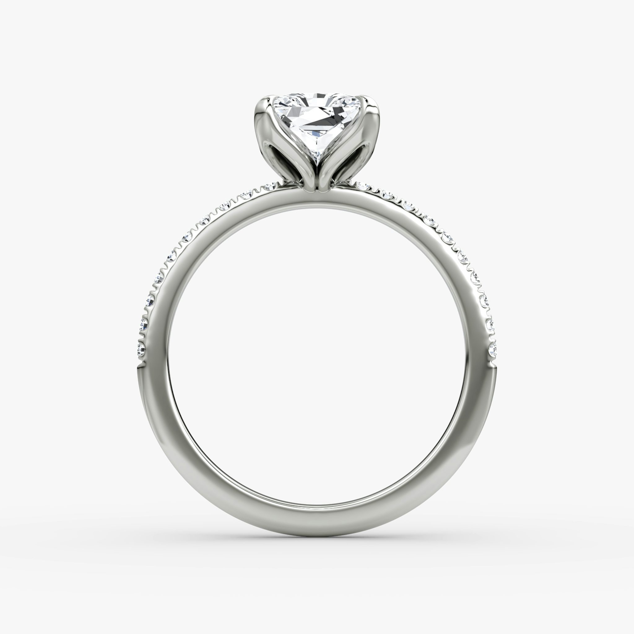 The Classic Petal | Radiant | Platinum | bandAccent: Pavé | diamondOrientation: vertical | caratWeight: other