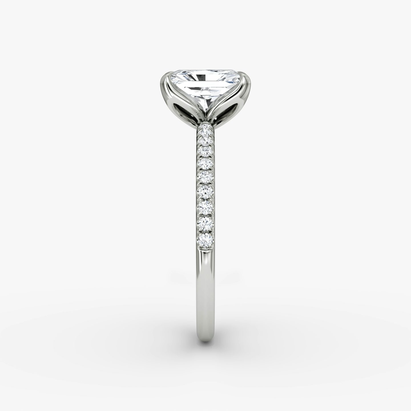 The Classic Petal | Radiant | 18k | White Gold | bandAccent: Pavé | diamondOrientation: vertical | caratWeight: other