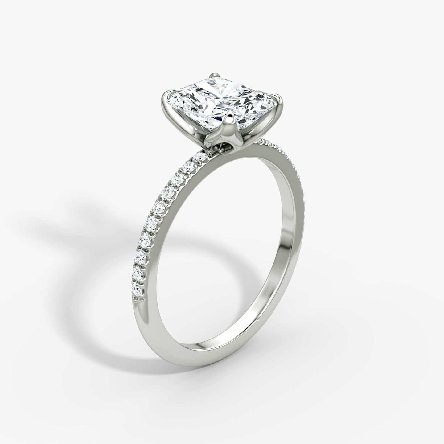 The Classic Petal | Radiant | 18k | White Gold | bandAccent: Pavé | diamondOrientation: vertical | caratWeight: other