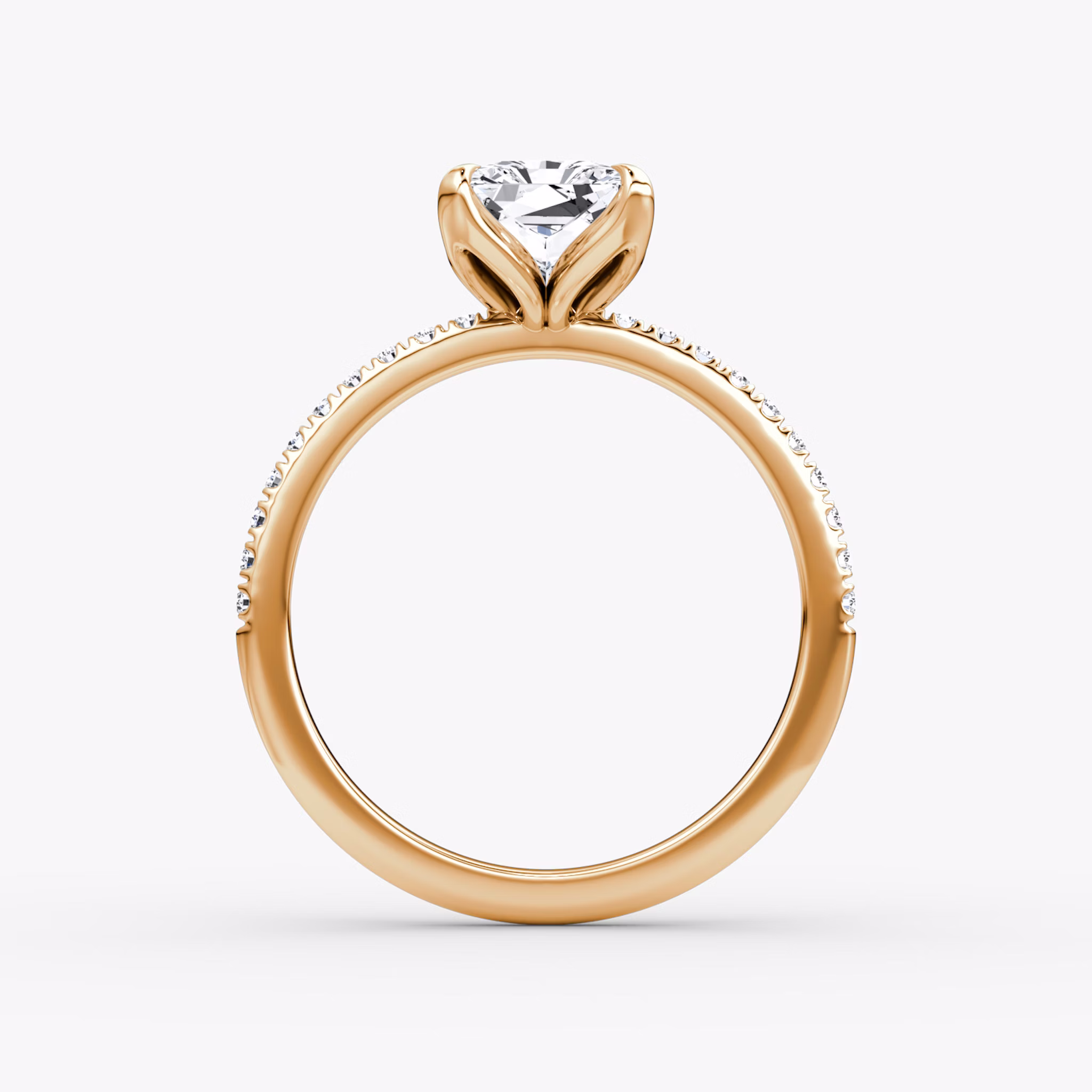 The Classic Petal | Radiant | 14k | Rose Gold | bandAccent: Pavé | diamondOrientation: vertical | caratWeight: other