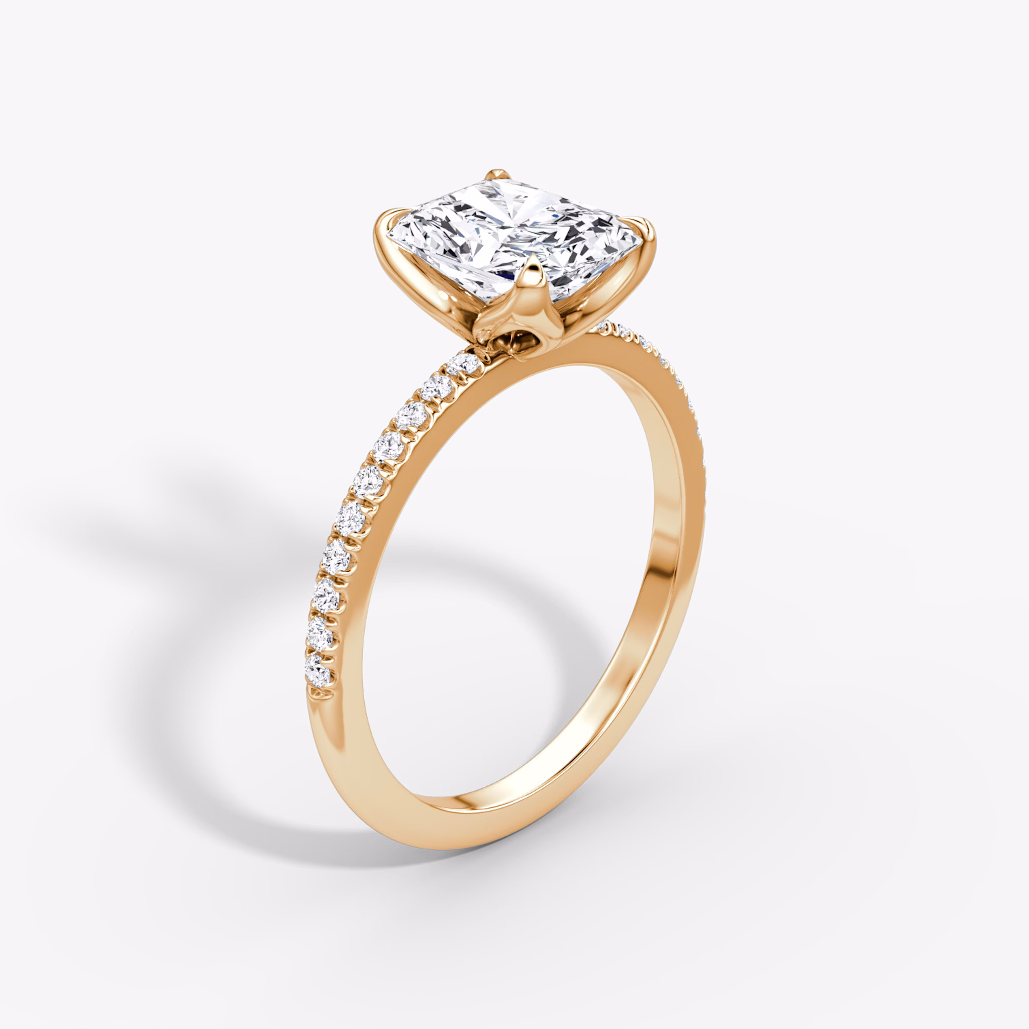 The Classic Petal | Radiant | 14k | Rose Gold | bandAccent: Pavé | diamondOrientation: vertical | caratWeight: other