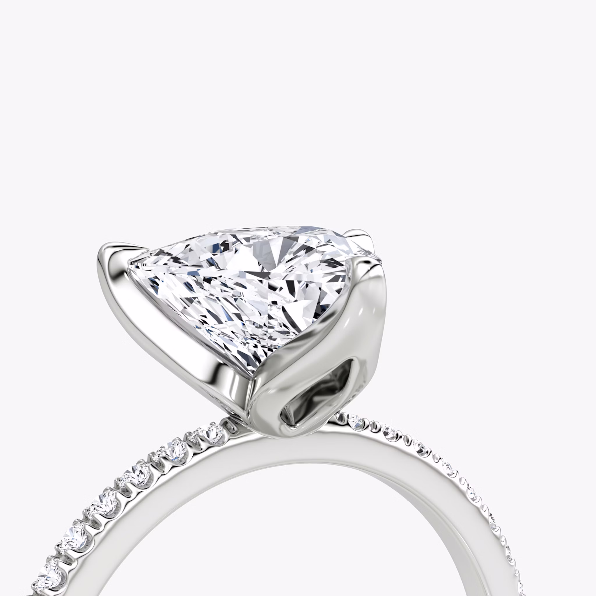 The Classic Petal | Trillion | Platinum | bandAccent: Pavé | diamondOrientation: vertical | caratWeight: other