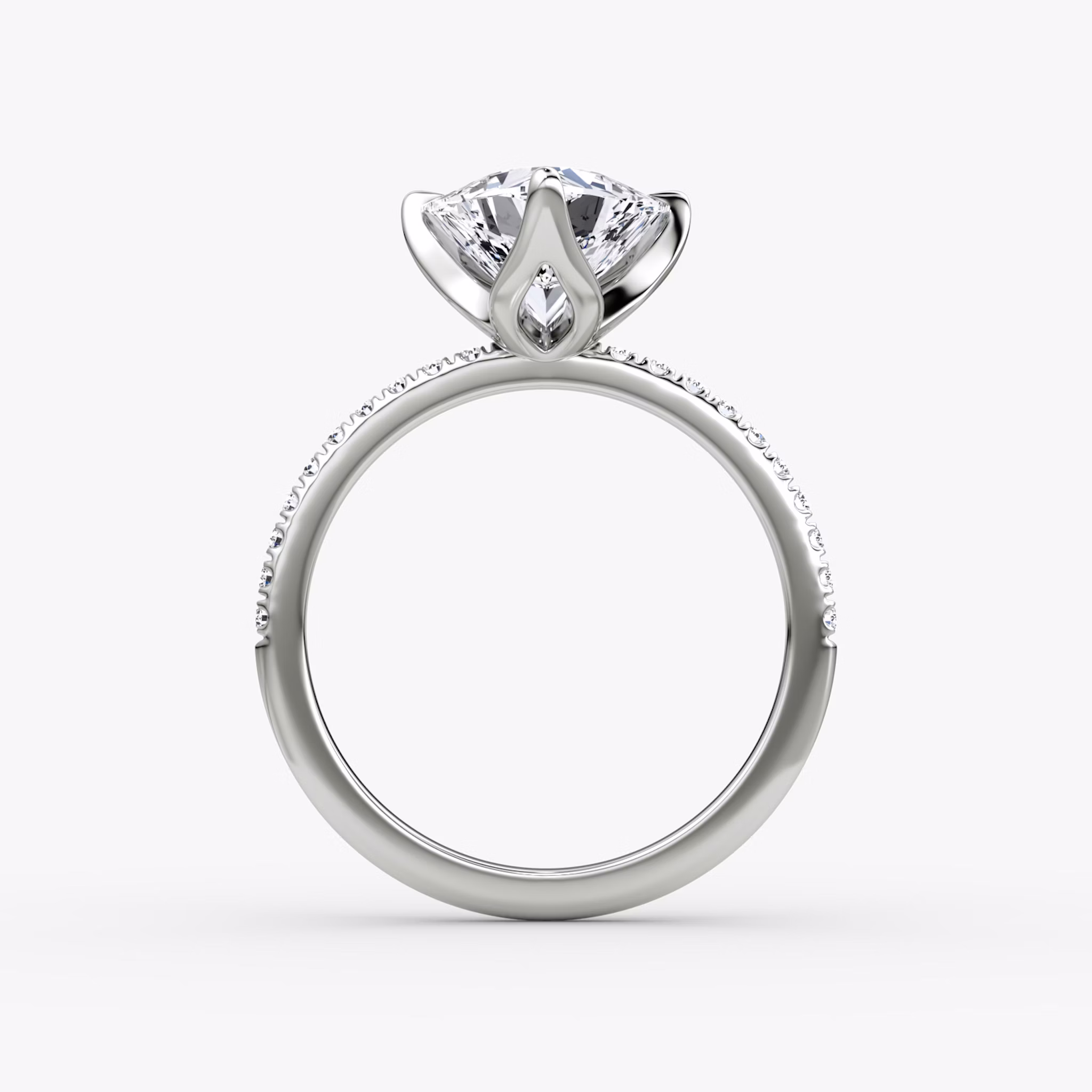 The Classic Petal | Trillion | Platinum | bandAccent: Pavé | diamondOrientation: vertical | caratWeight: other