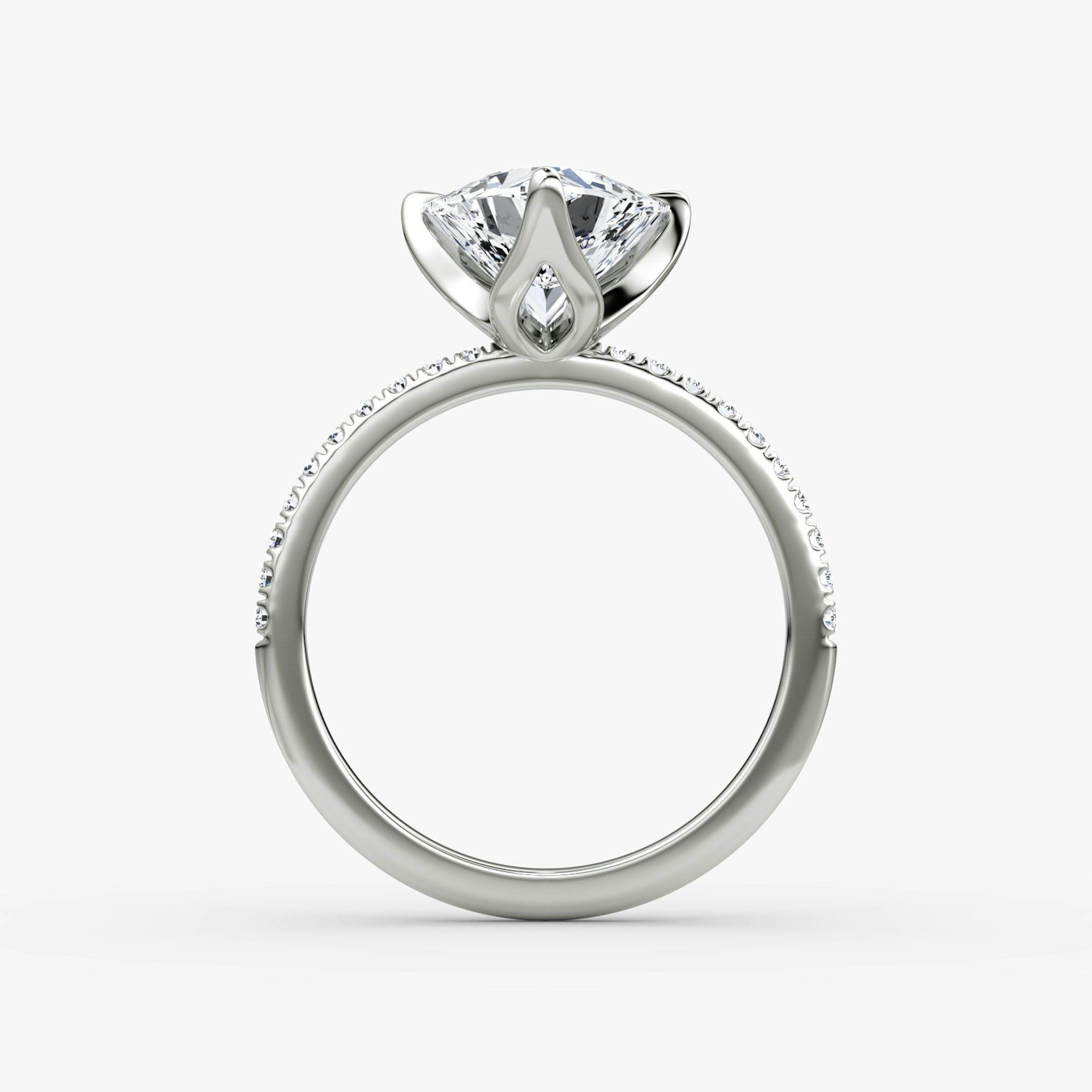 The Classic Petal | Trillion | Platinum | bandAccent: Pavé | diamondOrientation: vertical | caratWeight: other