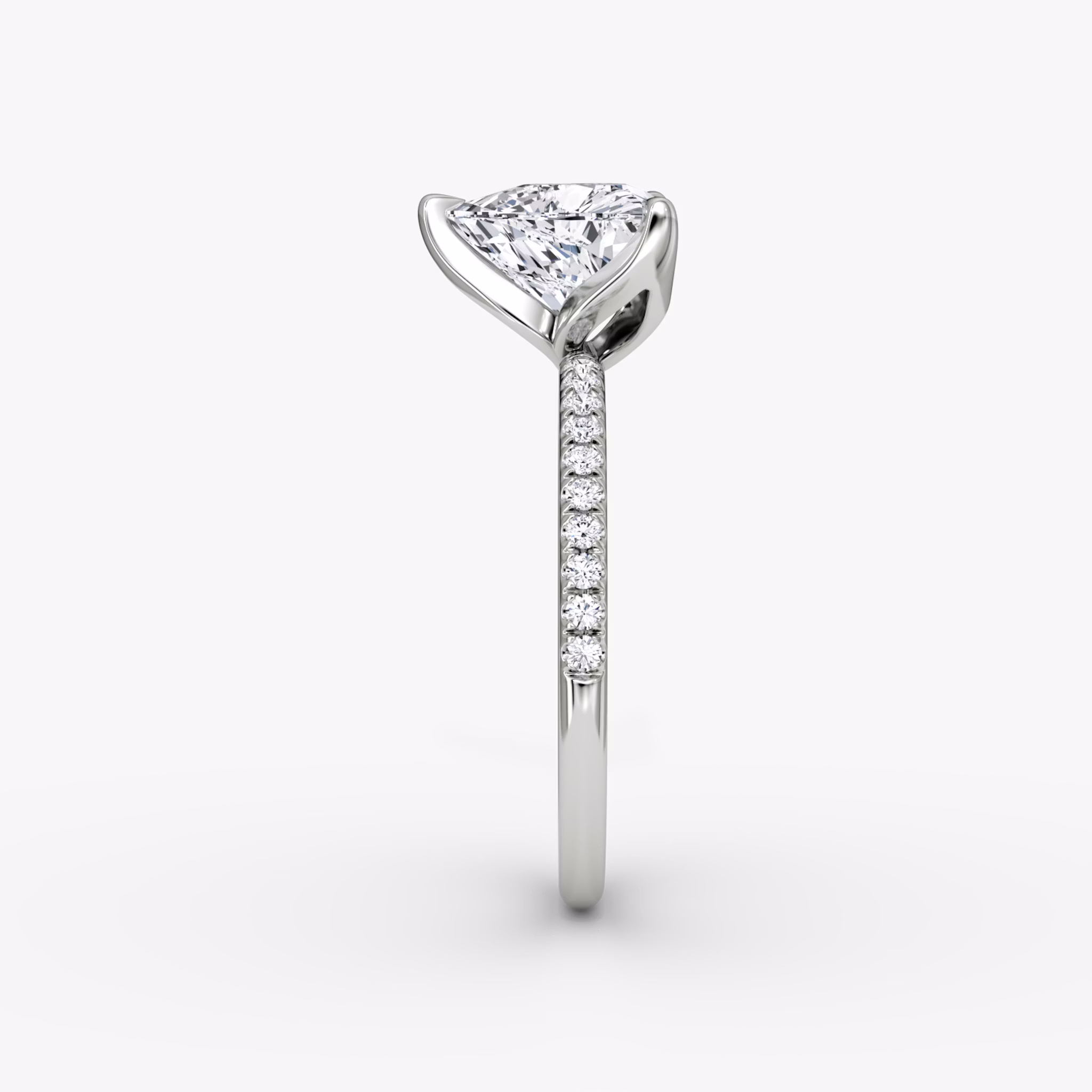 The Classic Petal | Trillion | Platinum | bandAccent: Pavé | diamondOrientation: vertical | caratWeight: other