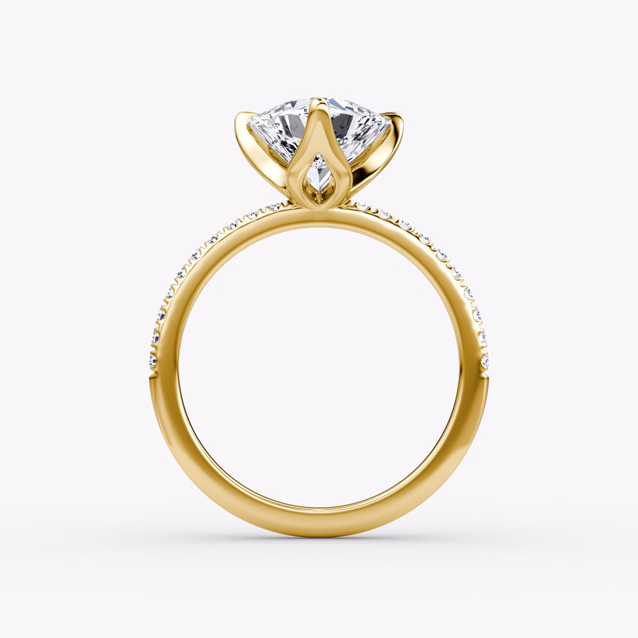 The Classic Petal | Trillion | 18k | Yellow Gold | bandAccent: Pavé | diamondOrientation: vertical | caratWeight: other