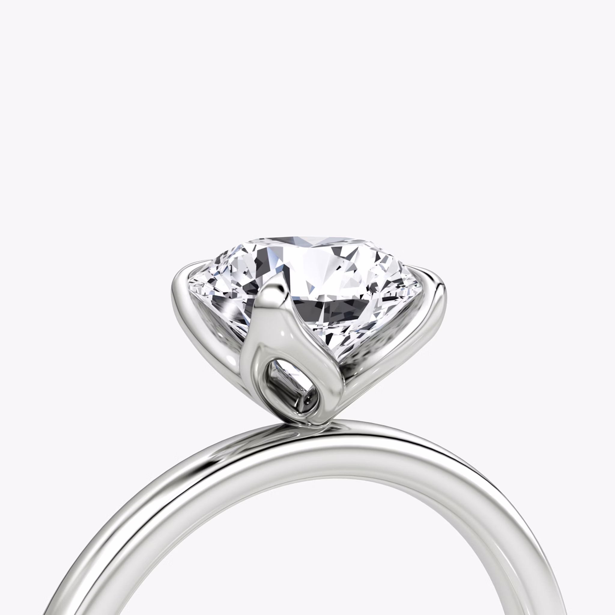 The Classic Petal | Round Brilliant | Platinum | bandAccent: Plain | caratWeight: other | diamondOrientation: vertical