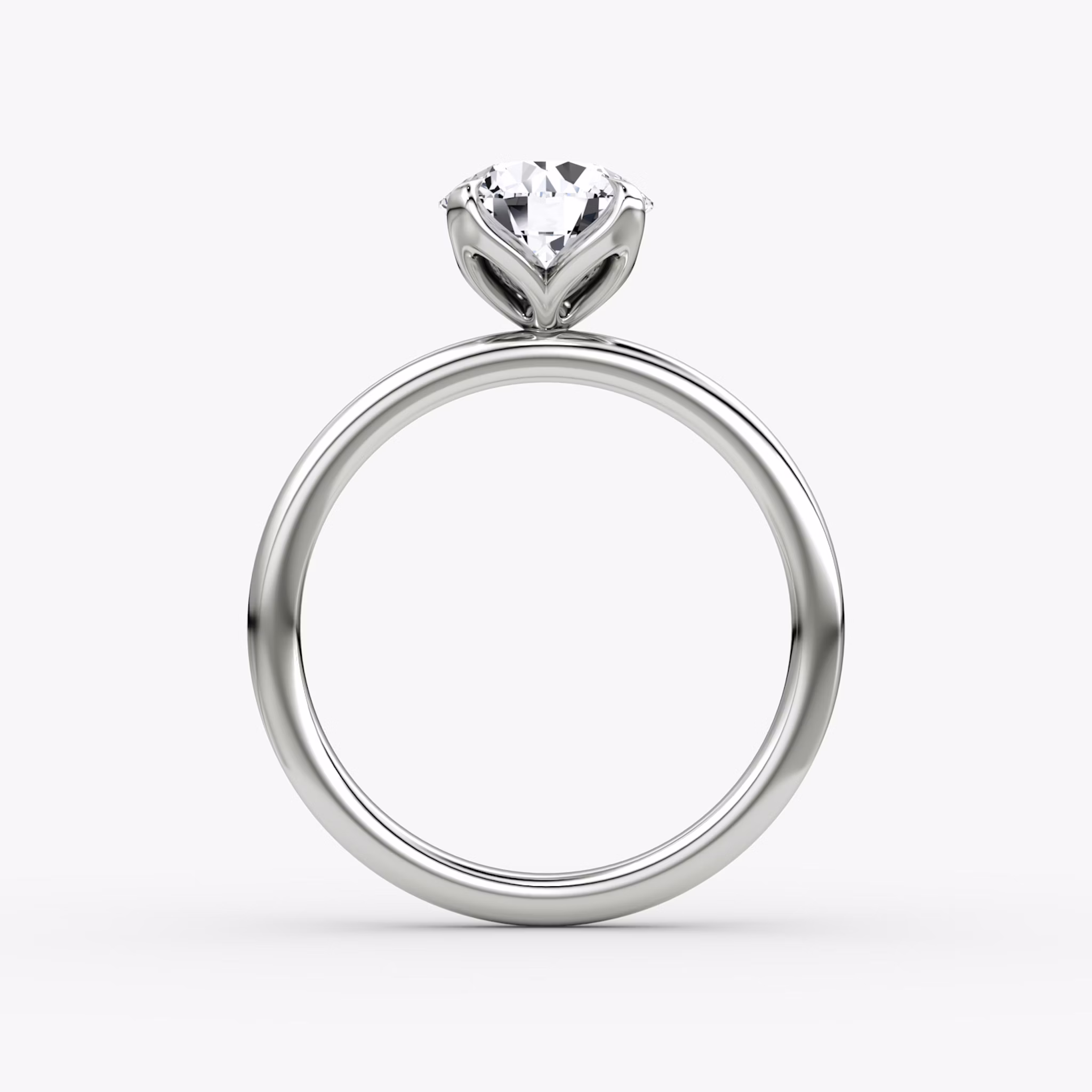 The Classic Petal | Round Brilliant | Platinum | bandAccent: Plain | caratWeight: other | diamondOrientation: vertical