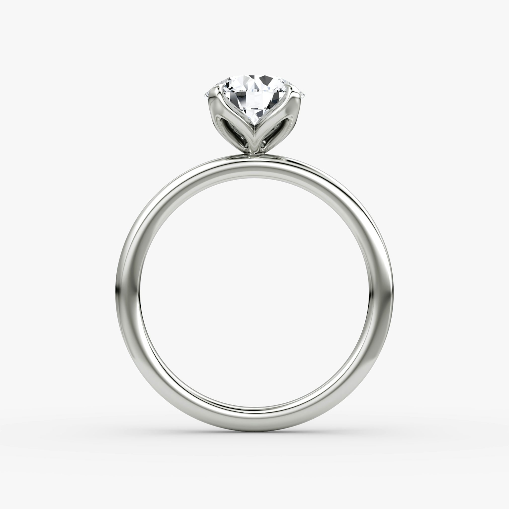 The Classic Petal | Round Brilliant | Platinum | bandAccent: Plain | caratWeight: other | diamondOrientation: vertical