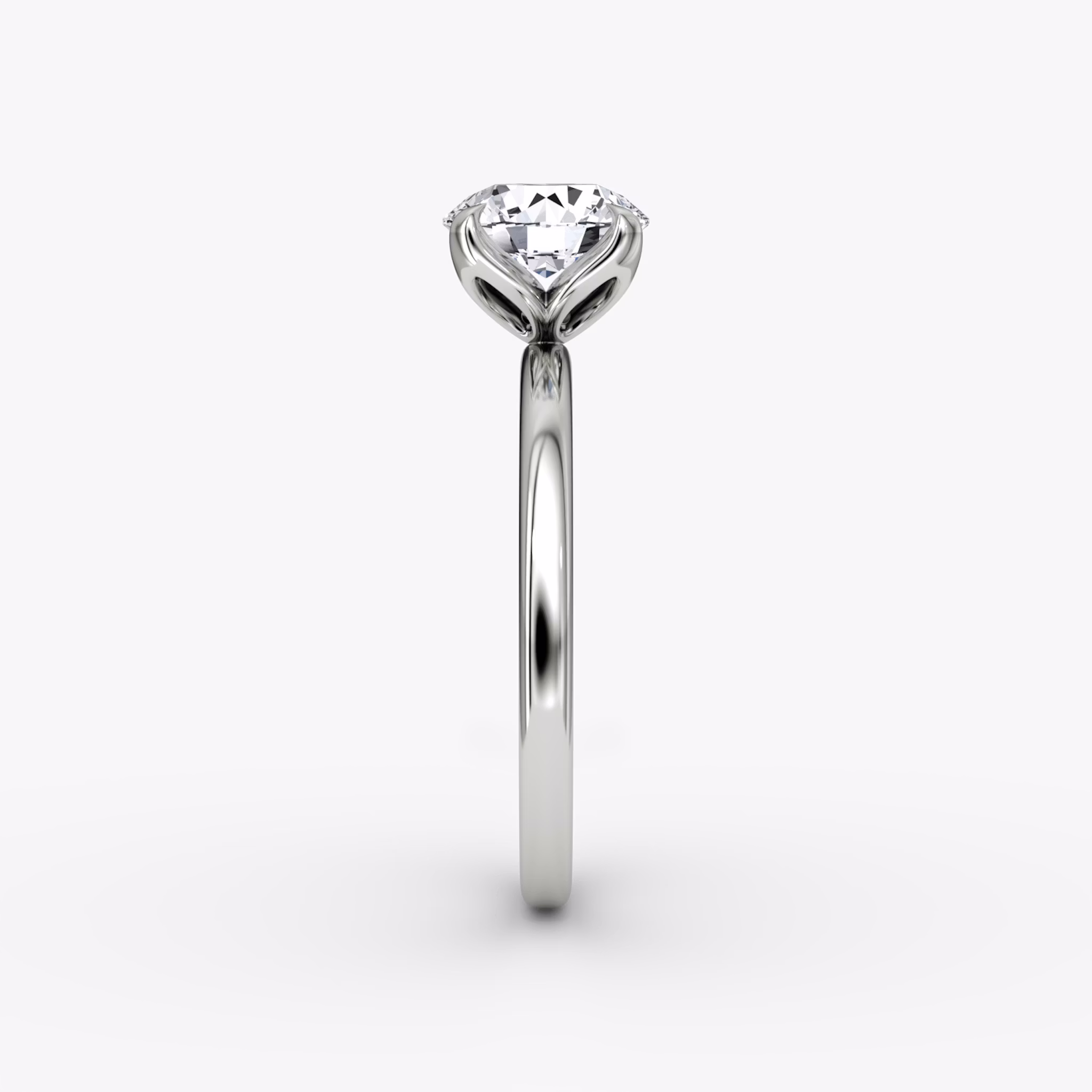 The Classic Petal | Round Brilliant | Platinum | bandAccent: Plain | caratWeight: other | diamondOrientation: vertical