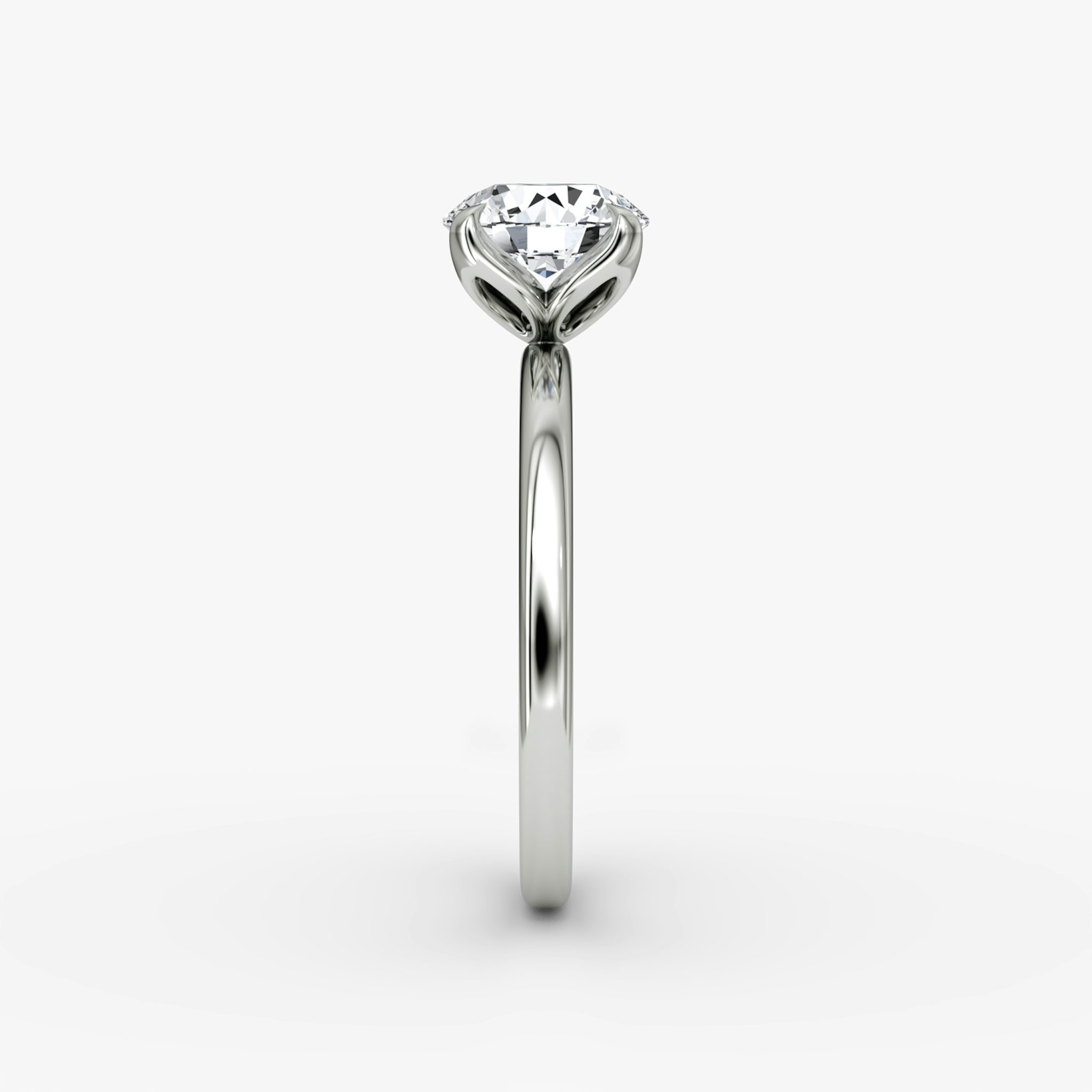 The Classic Petal | Round Brilliant | Platinum | bandAccent: Plain | caratWeight: other | diamondOrientation: vertical