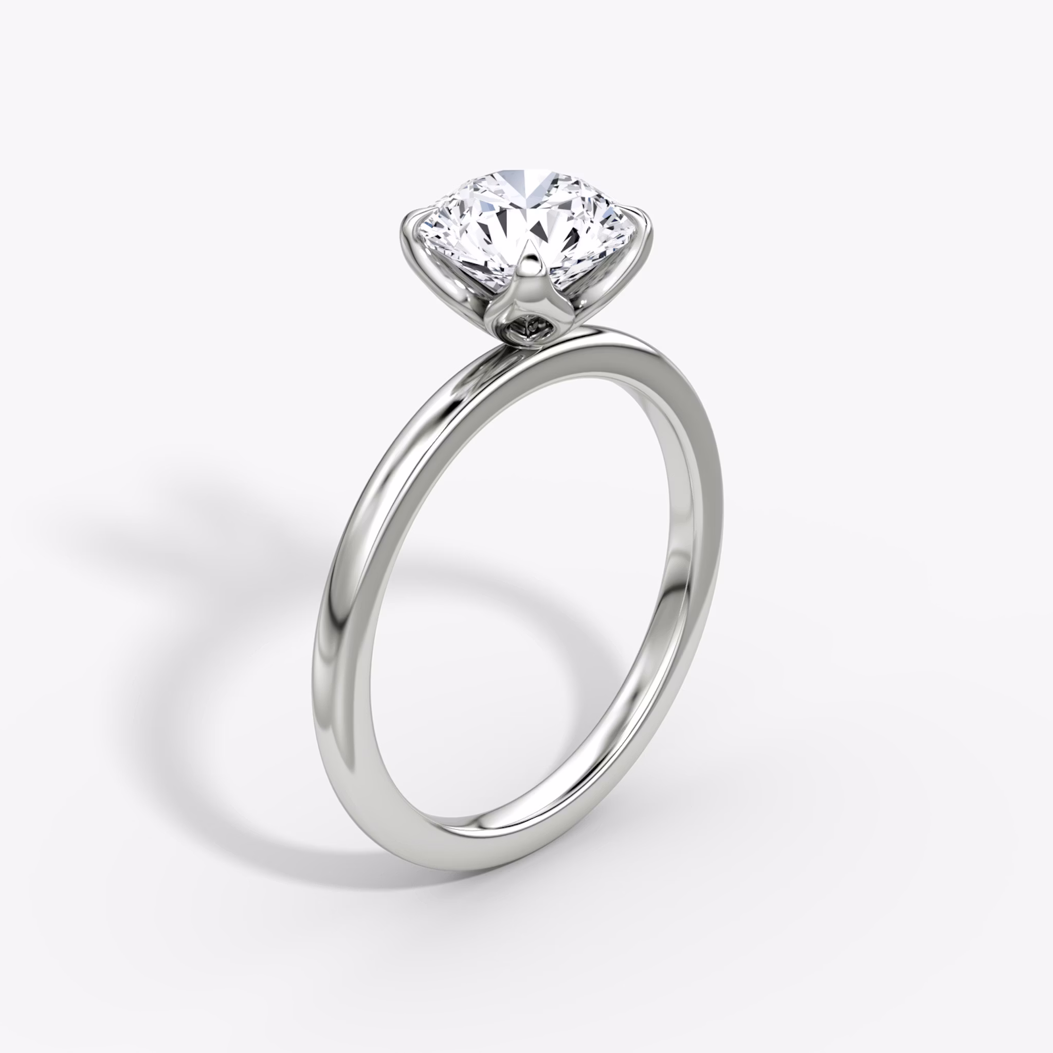 The Classic Petal | Round Brilliant | Platinum | bandAccent: Plain | caratWeight: other | diamondOrientation: vertical
