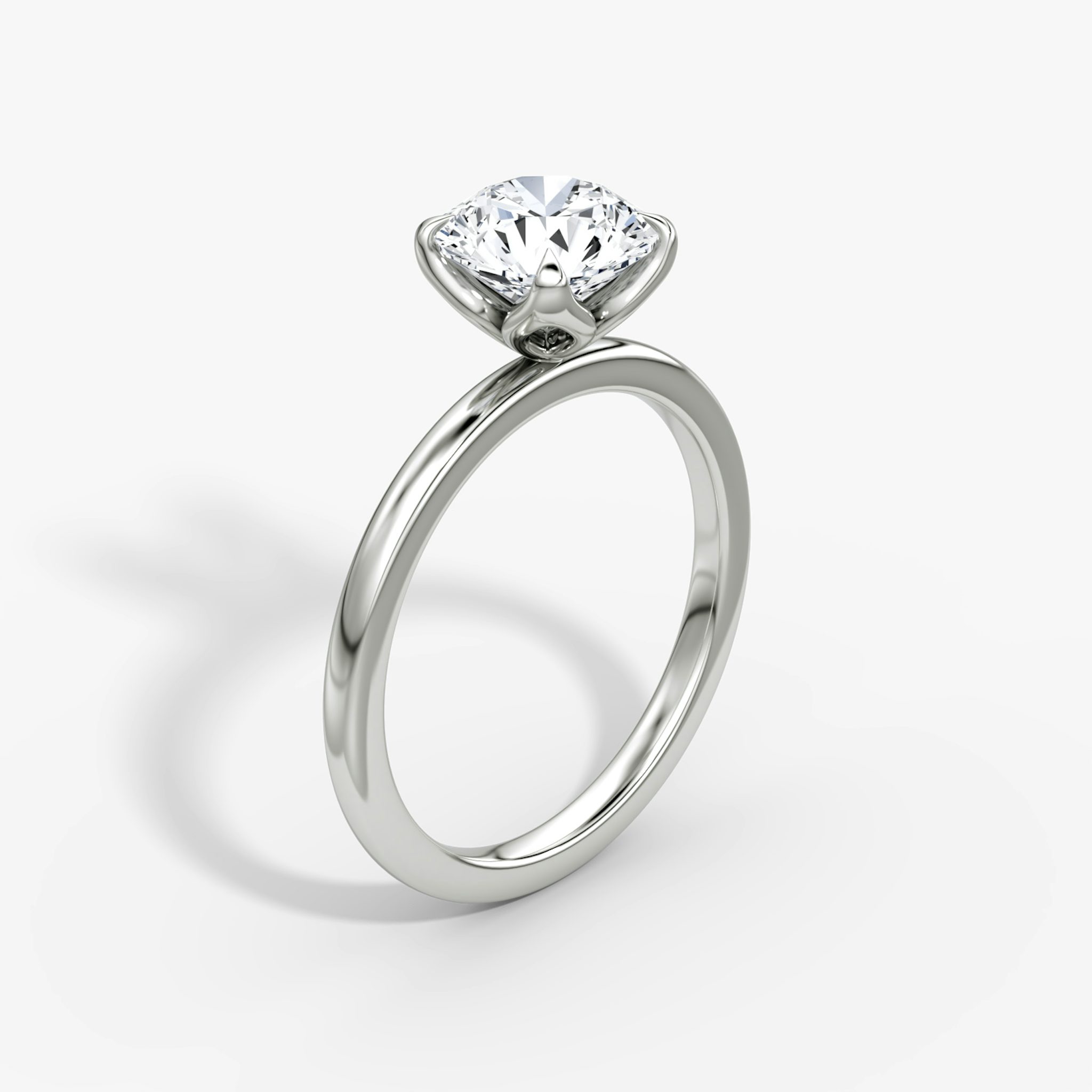 The Classic Petal | Round Brilliant | Platinum | bandAccent: Plain | caratWeight: other | diamondOrientation: vertical