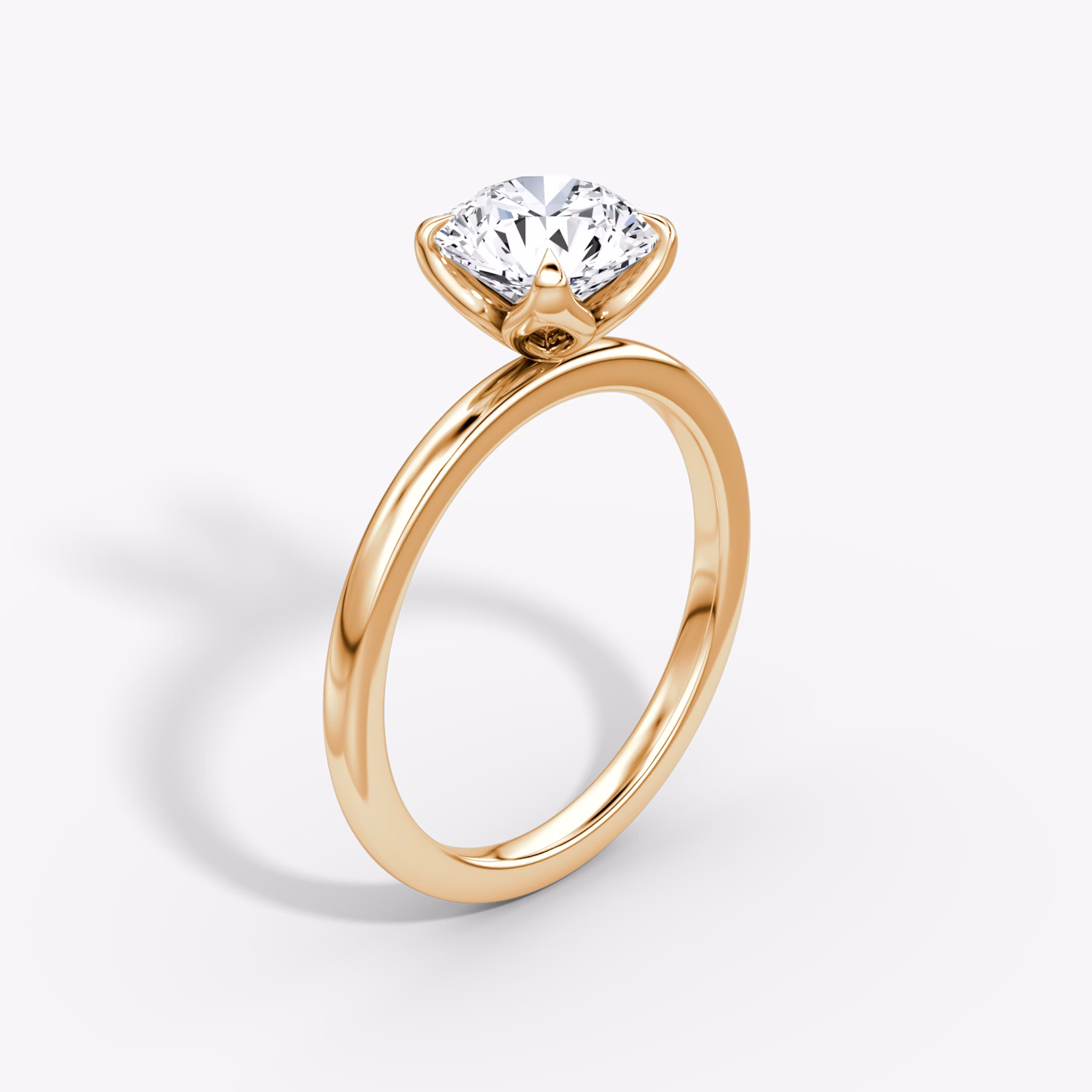 The Classic Petal | Round Brilliant | 14k | Rose Gold | bandAccent: Plain | caratWeight: other | diamondOrientation: vertical