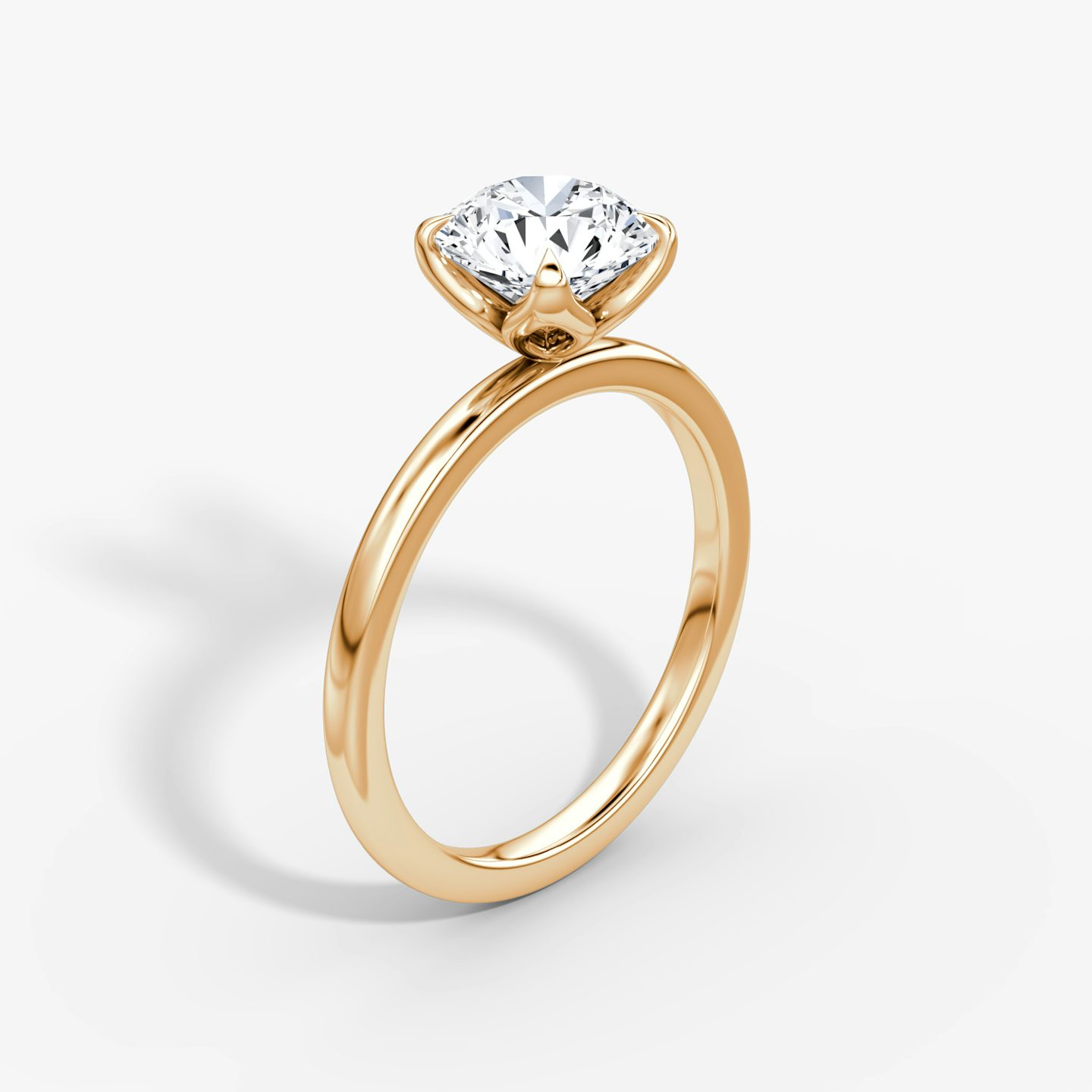 The Classic Petal | Round Brilliant | 14k | Rose Gold | bandAccent: Plain | caratWeight: 1.0ct | diamondOrientation: vertical