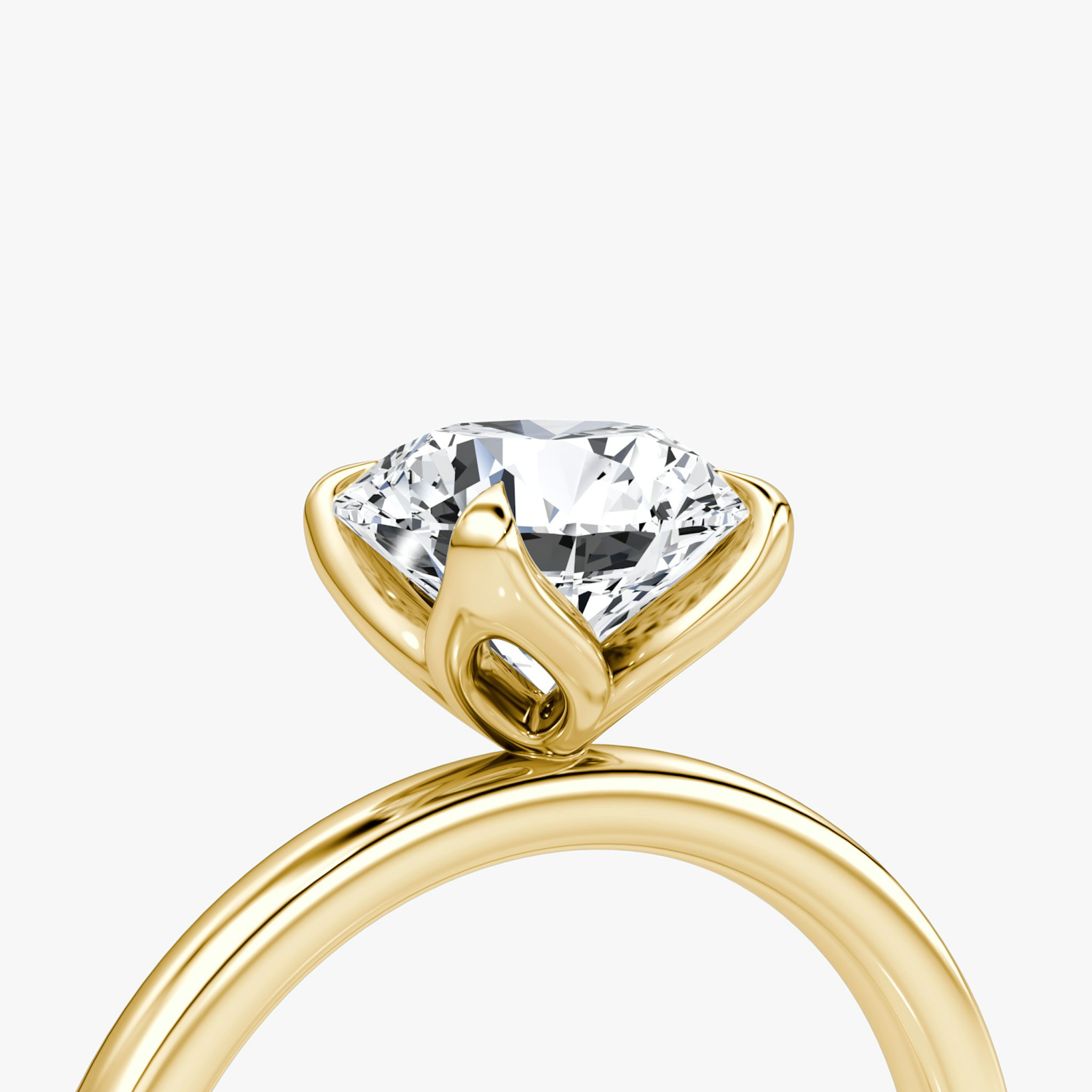 The Classic Petal | Round Brilliant | 18k | Yellow Gold | bandAccent: Plain | caratWeight: other | diamondOrientation: vertical