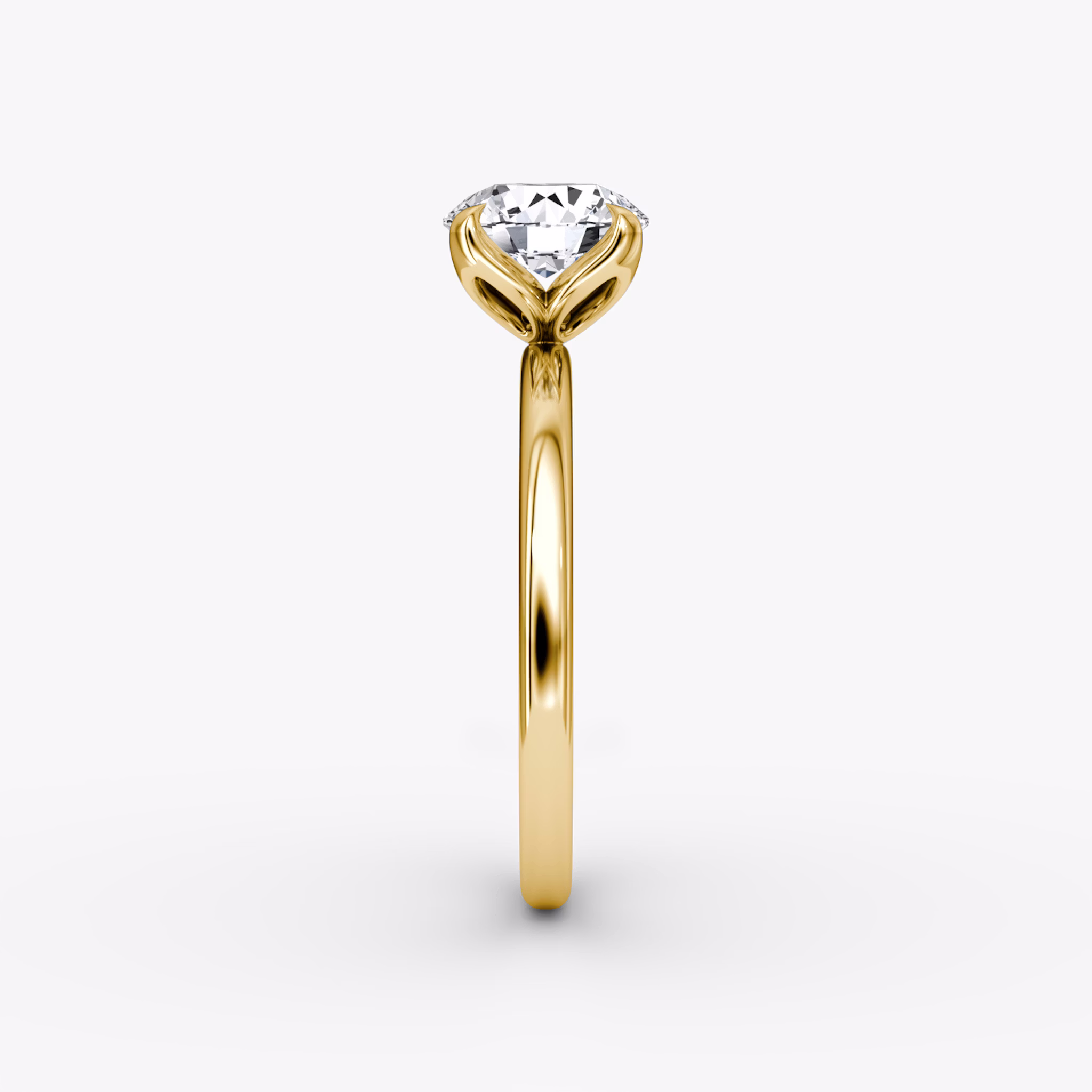 The Classic Petal | Round Brilliant | 18k | Yellow Gold | bandAccent: Plain | caratWeight: other | diamondOrientation: vertical
