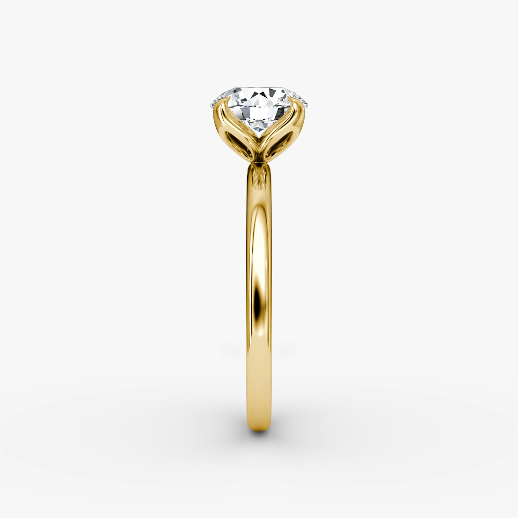 The Classic Petal | Round Brilliant | 18k | Yellow Gold | bandAccent: Plain | caratWeight: other | diamondOrientation: vertical