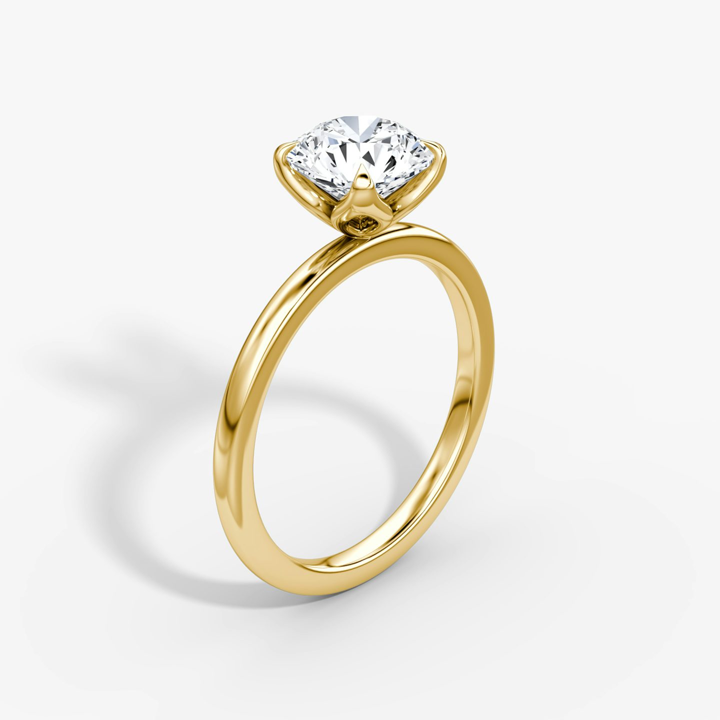 The Classic Petal | Round Brilliant | 18k | Yellow Gold | bandAccent: Plain | caratWeight: 1.0ct | diamondOrientation: vertical