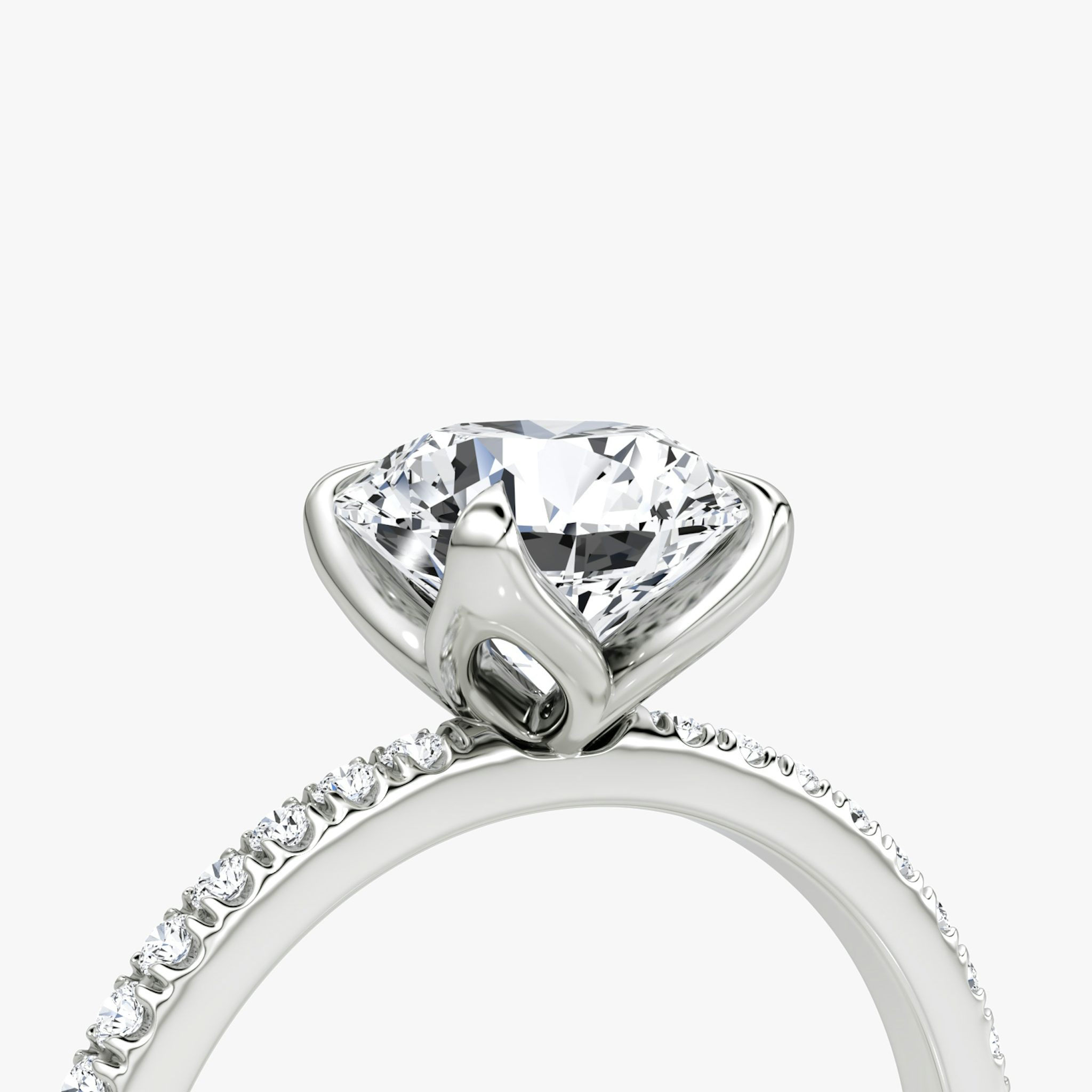 The Classic Petal | Round Brilliant | 18k | White Gold | bandAccent: Pavé | caratWeight: other | diamondOrientation: vertical