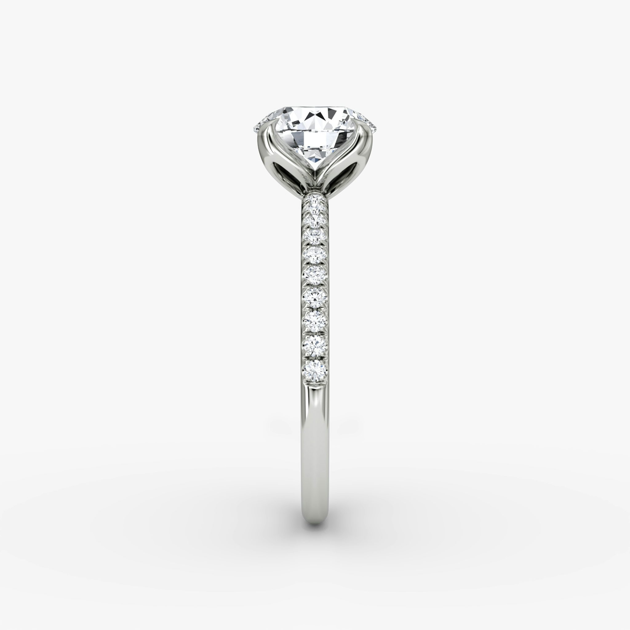 The Classic Petal | Round Brilliant | 18k | White Gold | bandAccent: Pavé | caratWeight: other | diamondOrientation: vertical