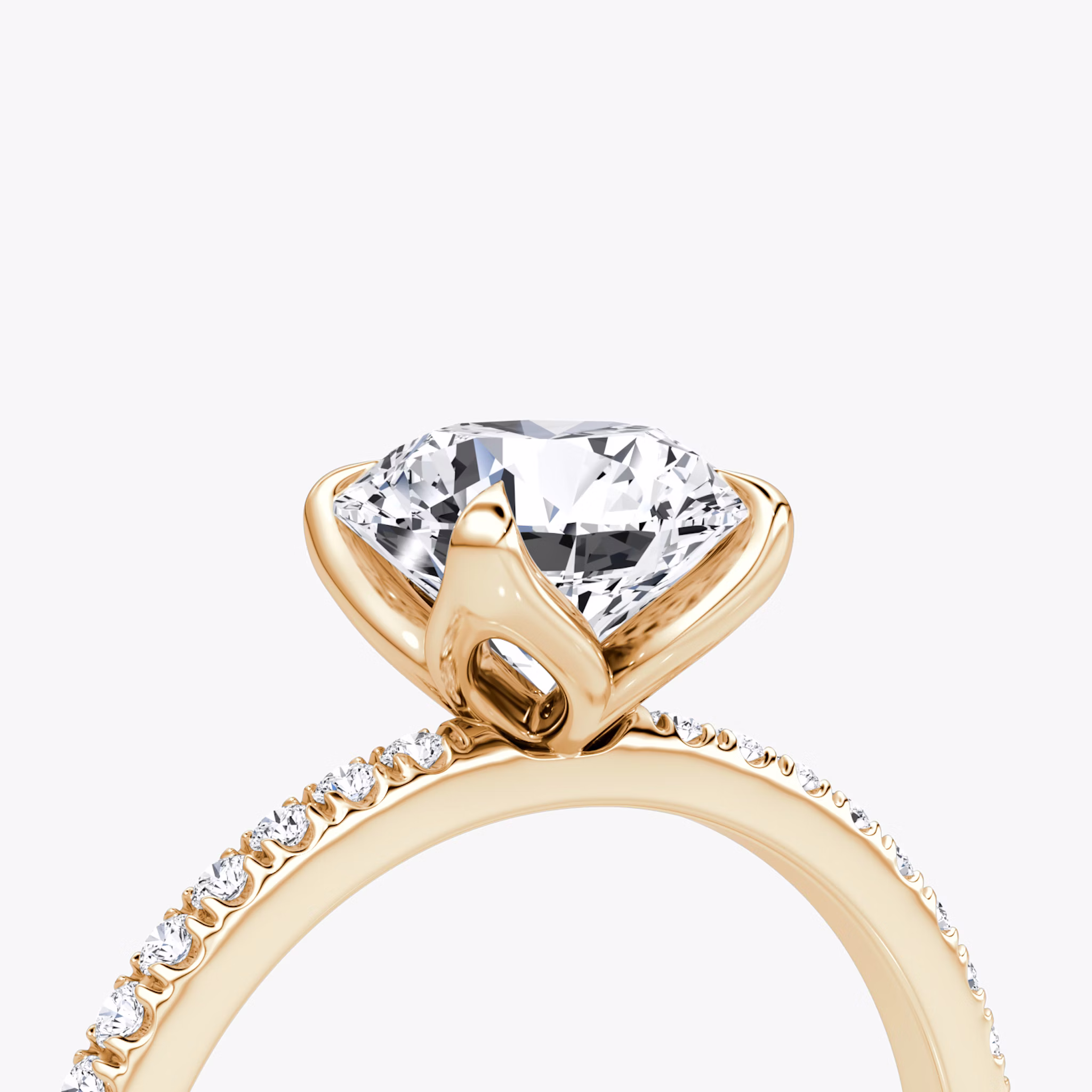 The Classic Petal | Round Brilliant | 14k | Rose Gold | bandAccent: Pavé | caratWeight: other | diamondOrientation: vertical