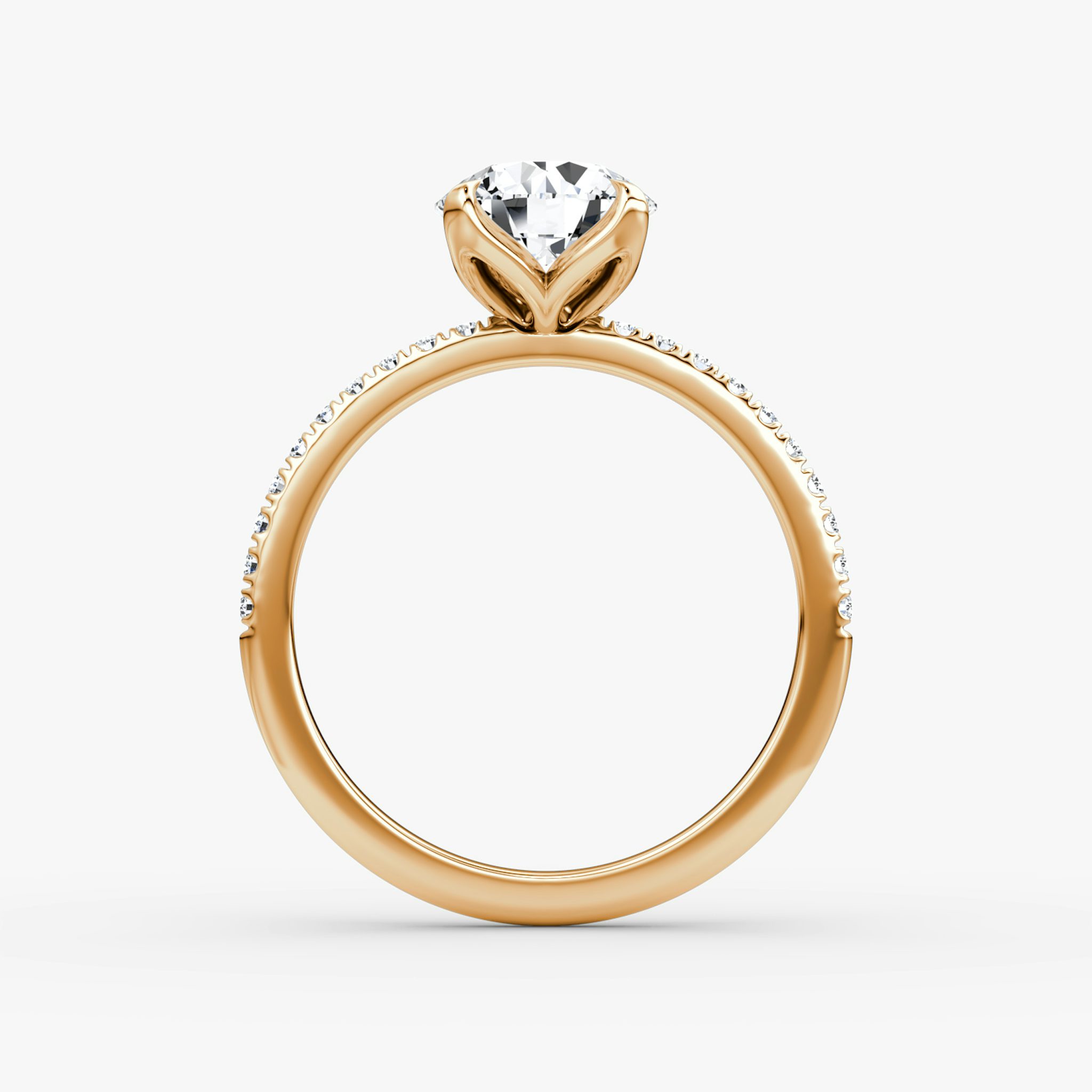 The Classic Petal | Round Brilliant | 14k | Rose Gold | bandAccent: Pavé | caratWeight: other | diamondOrientation: vertical