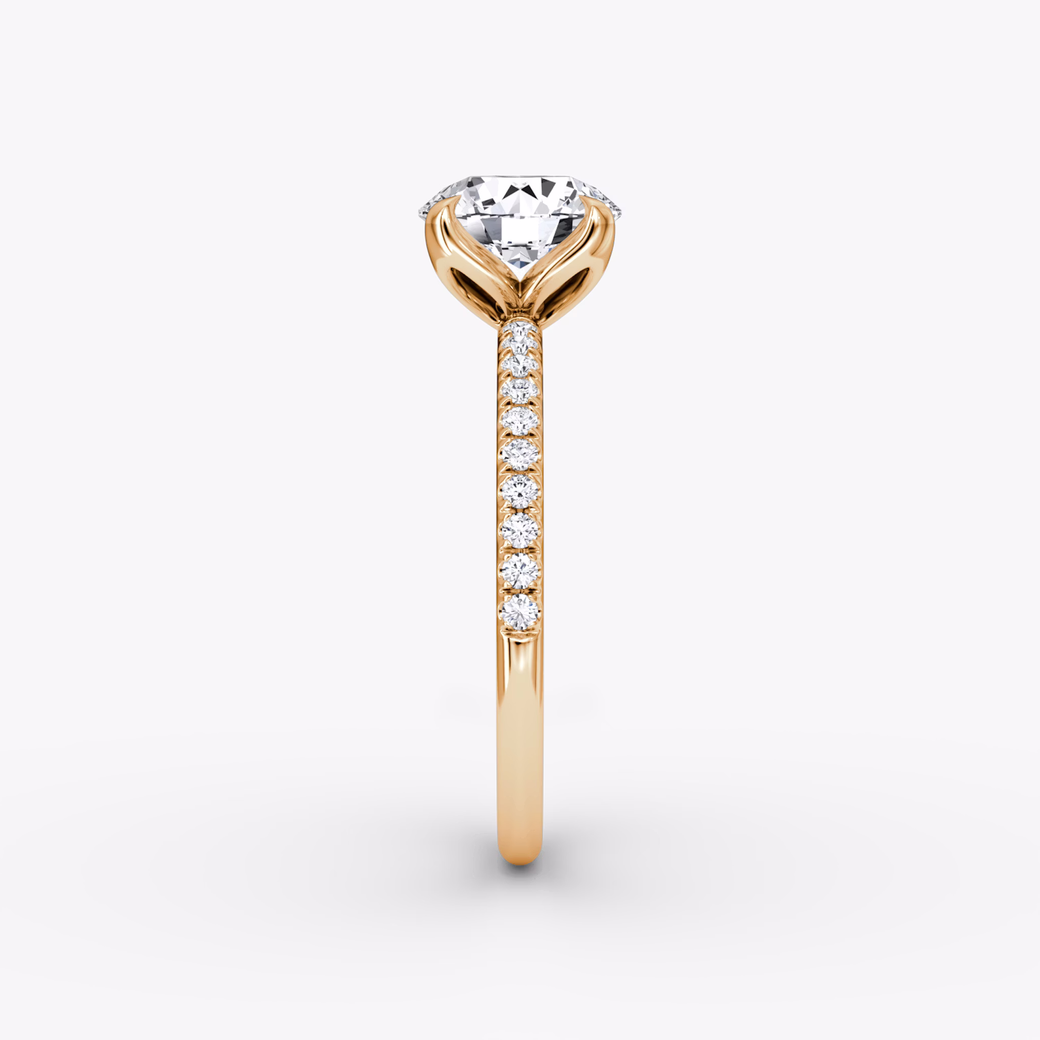 The Classic Petal | Round Brilliant | 14k | Rose Gold | bandAccent: Pavé | caratWeight: other | diamondOrientation: vertical