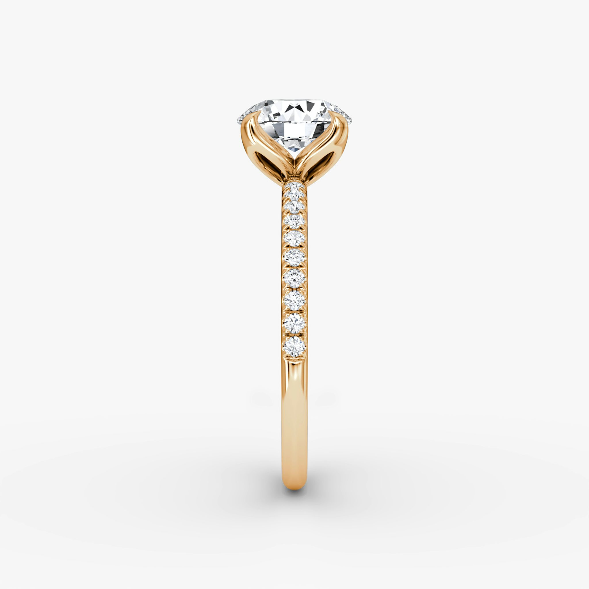 The Classic Petal | Round Brilliant | 14k | Rose Gold | bandAccent: Pavé | caratWeight: other | diamondOrientation: vertical