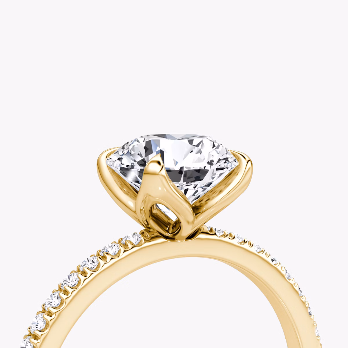 The Classic Petal | Round Brilliant | 18k | Yellow Gold | bandAccent: Pavé | caratWeight: 1.5ct | diamondOrientation: vertical