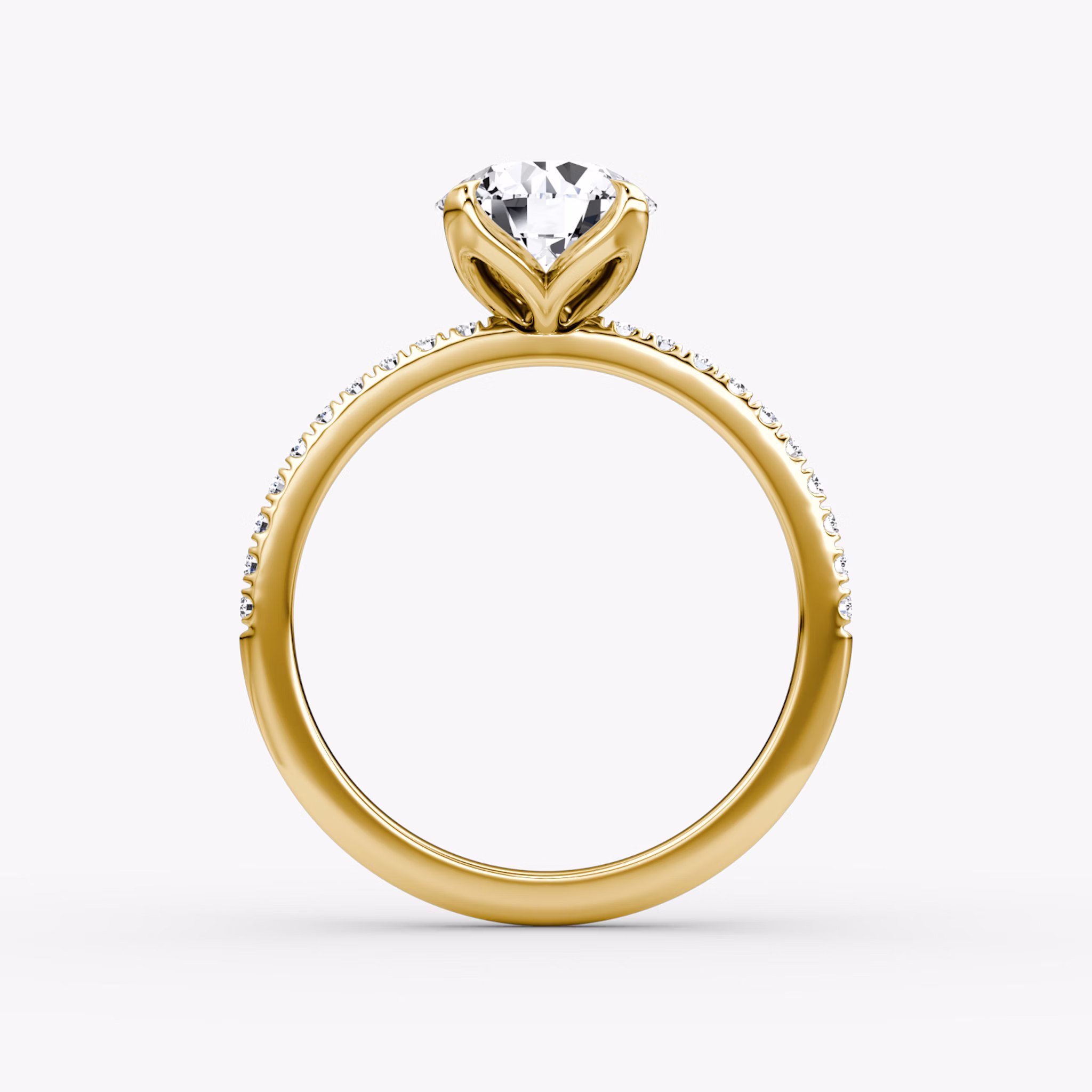 The Classic Petal | Round Brilliant | 18k | Yellow Gold | bandAccent: Pavé | caratWeight: other | diamondOrientation: vertical