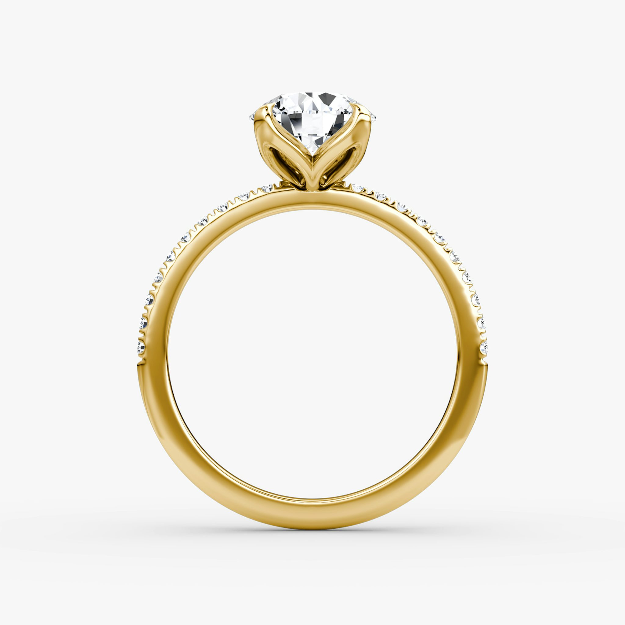 The Classic Petal | Round Brilliant | 18k | Yellow Gold | bandAccent: Pavé | caratWeight: other | diamondOrientation: vertical