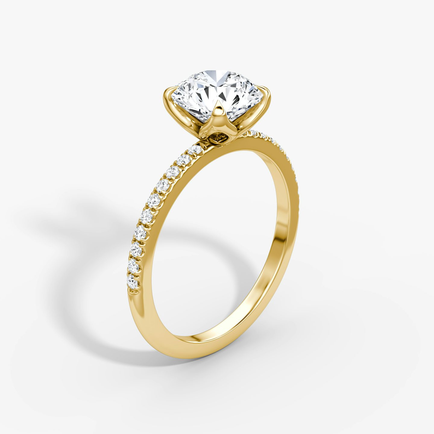 Classic Petal | Rund | 18k | Gelbgold | bandAccent: Mit Pavé-Besatz | caratWeight: 2.0ct | diamondOrientation: vertical