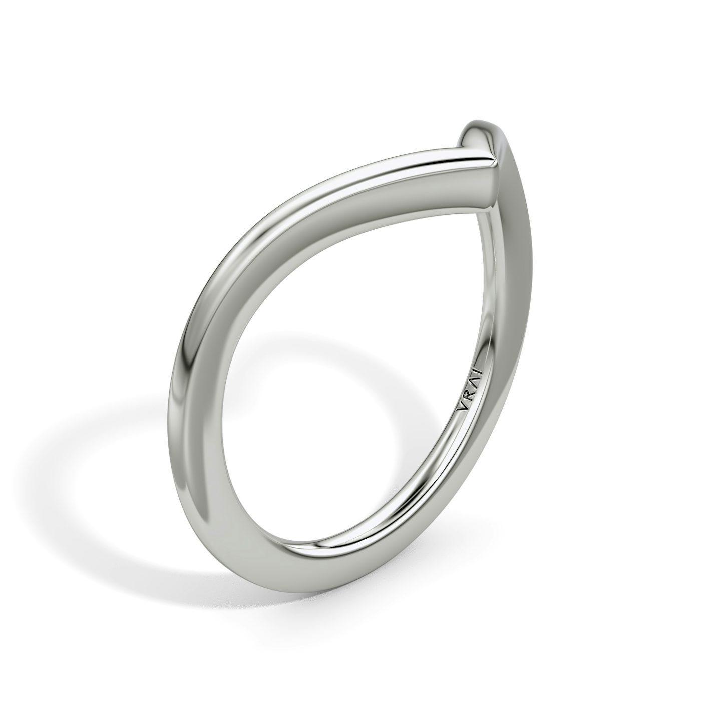 The Signature V Band | 18k | White Gold | bandAccent: Plain | bandVersion: petite
