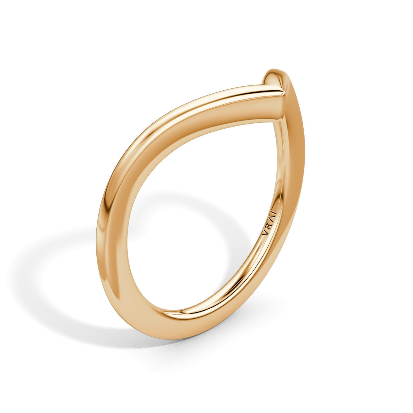 The Signature V Band | 14k | Rose Gold | bandAccent: Plain | bandVersion: petite