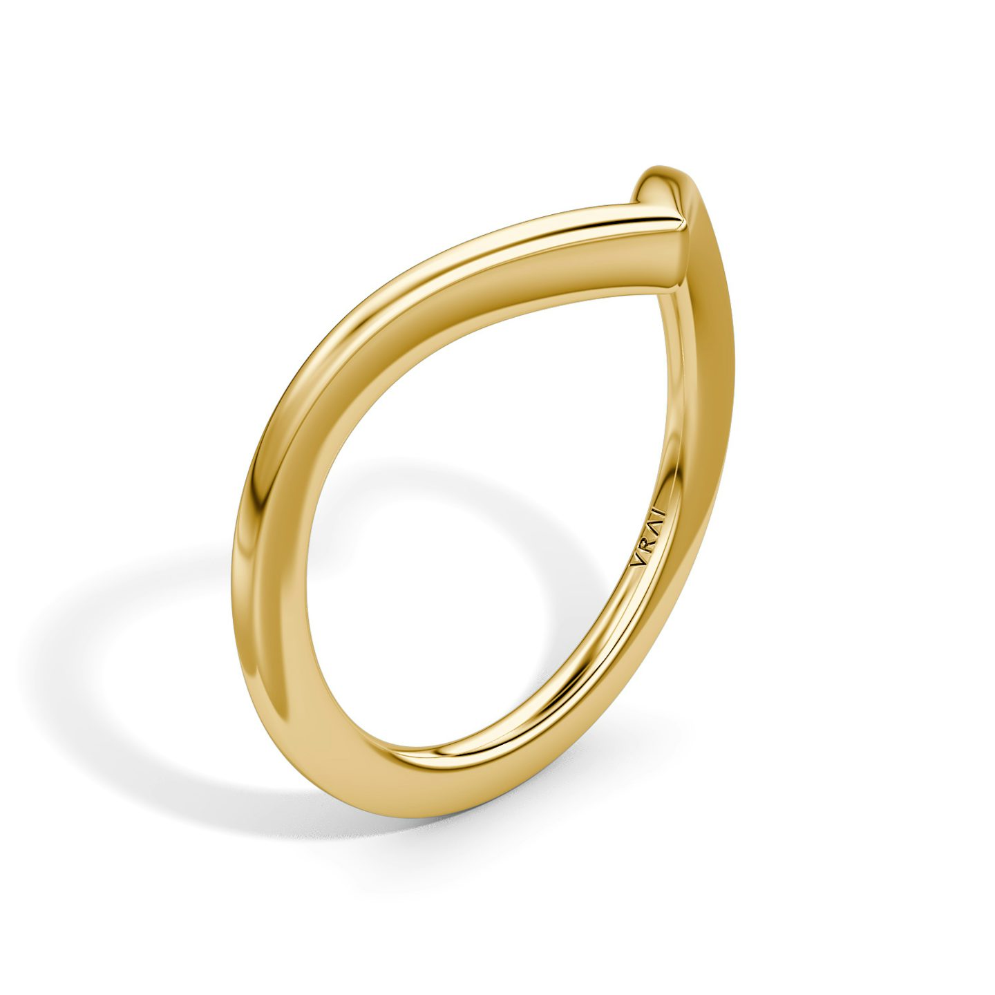The Signature V Band | 18k | Yellow Gold | bandAccent: Plain | bandVersion: petite