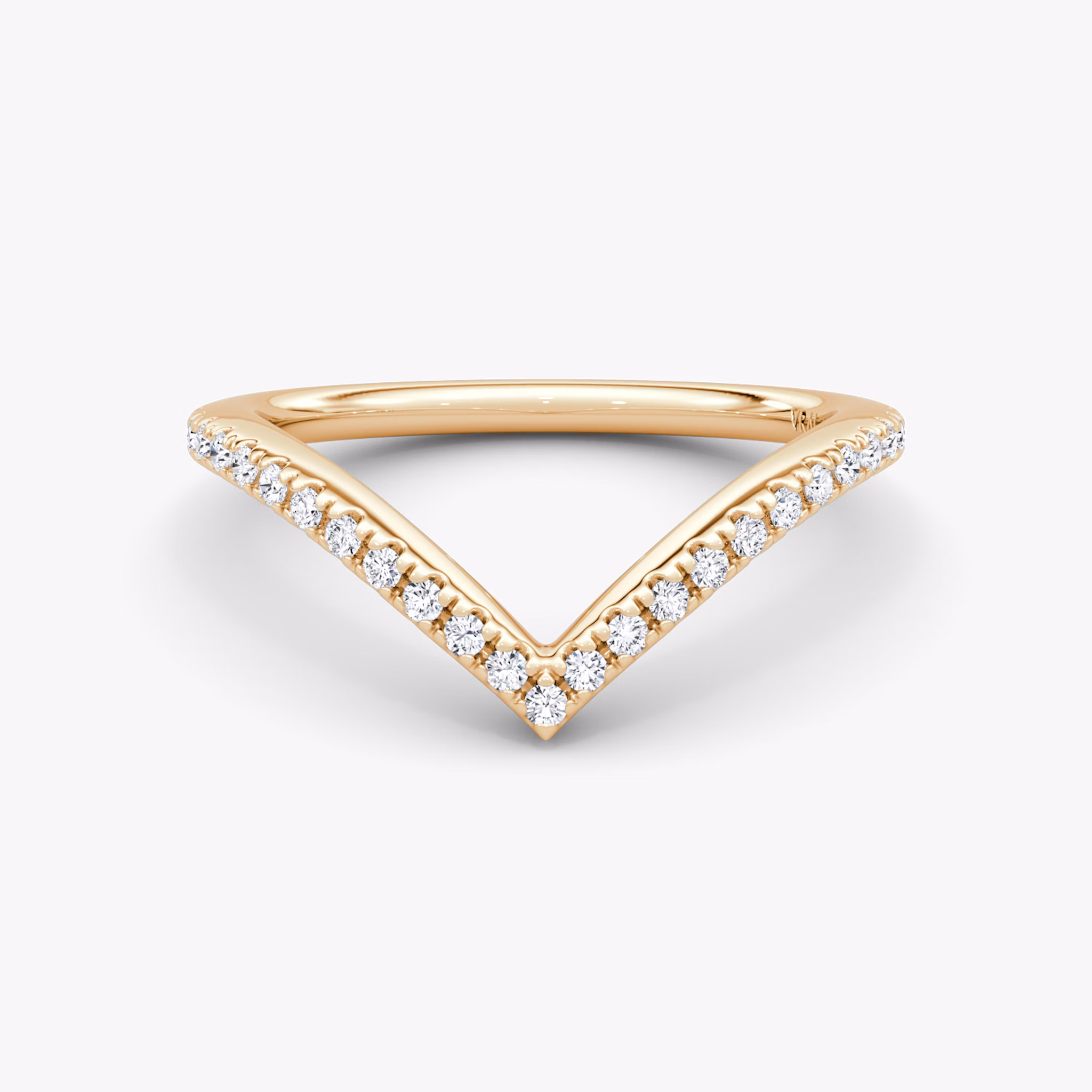 The Signature V Band | 14k | Rose Gold | bandAccent: Pavé | bandVersion: petite